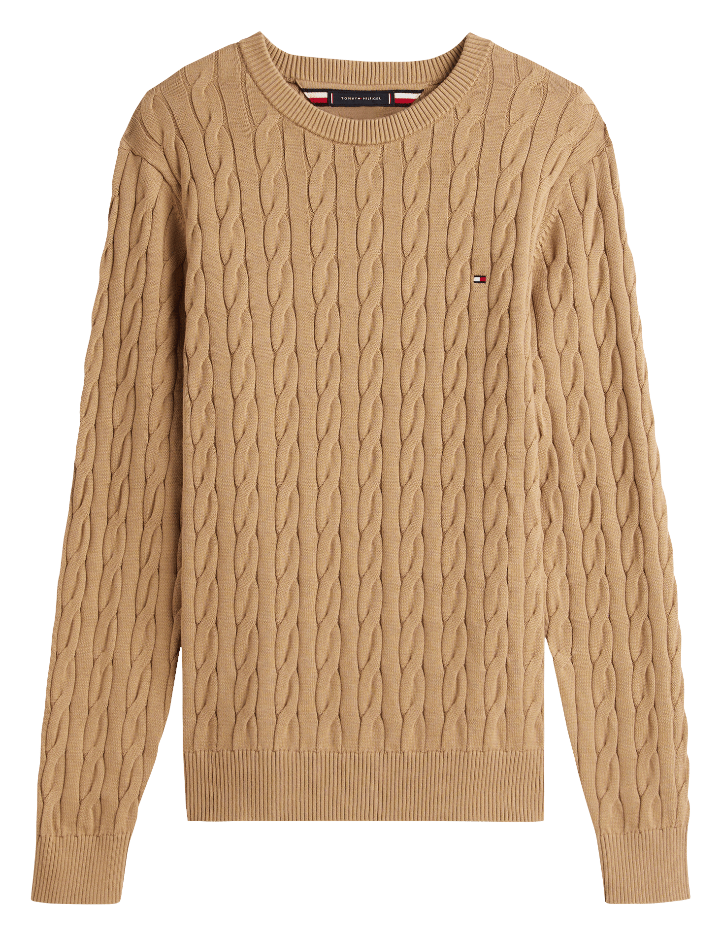 Rechte trui van biokatoen met ronde hals TOMMY HILFIGER Kaki