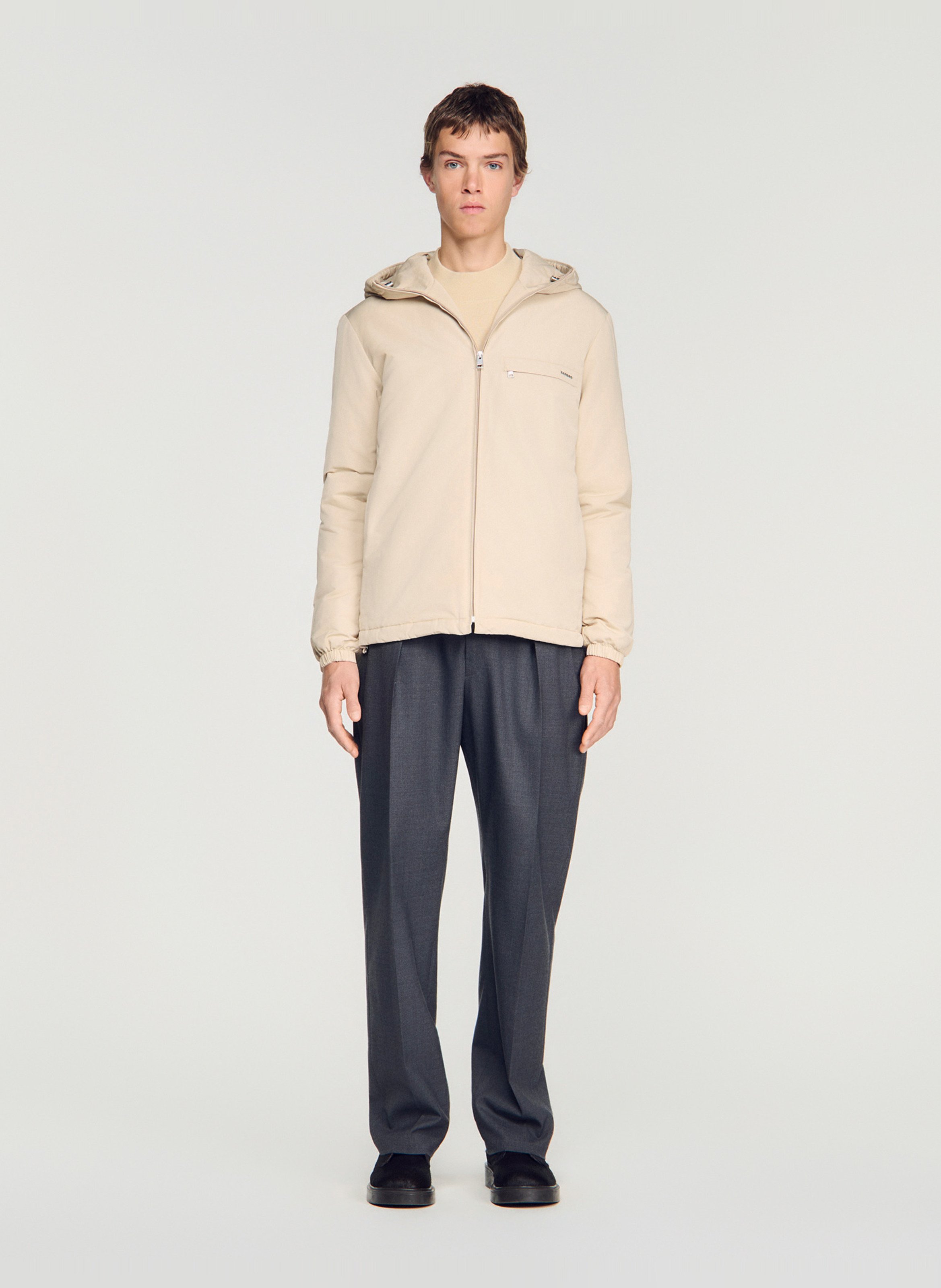 Veste zippée à capuche SANDRO Beige