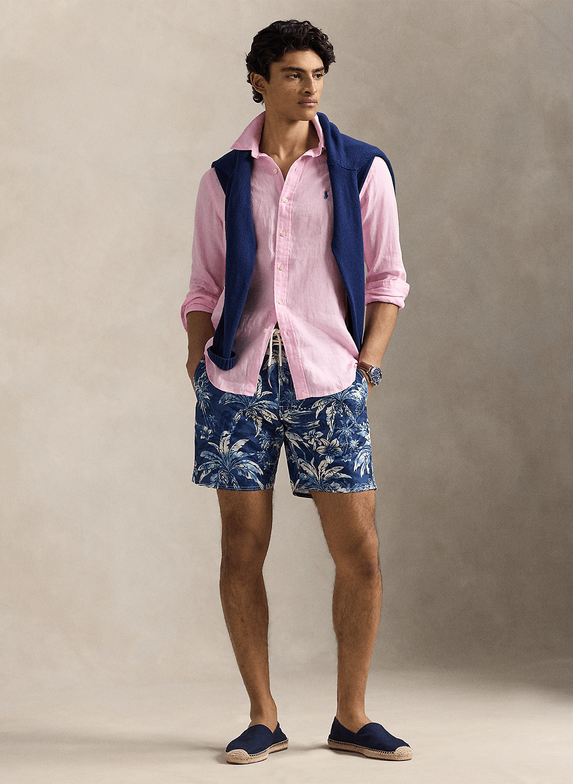 Chemise regular en lin POLO RALPH LAUREN Rose