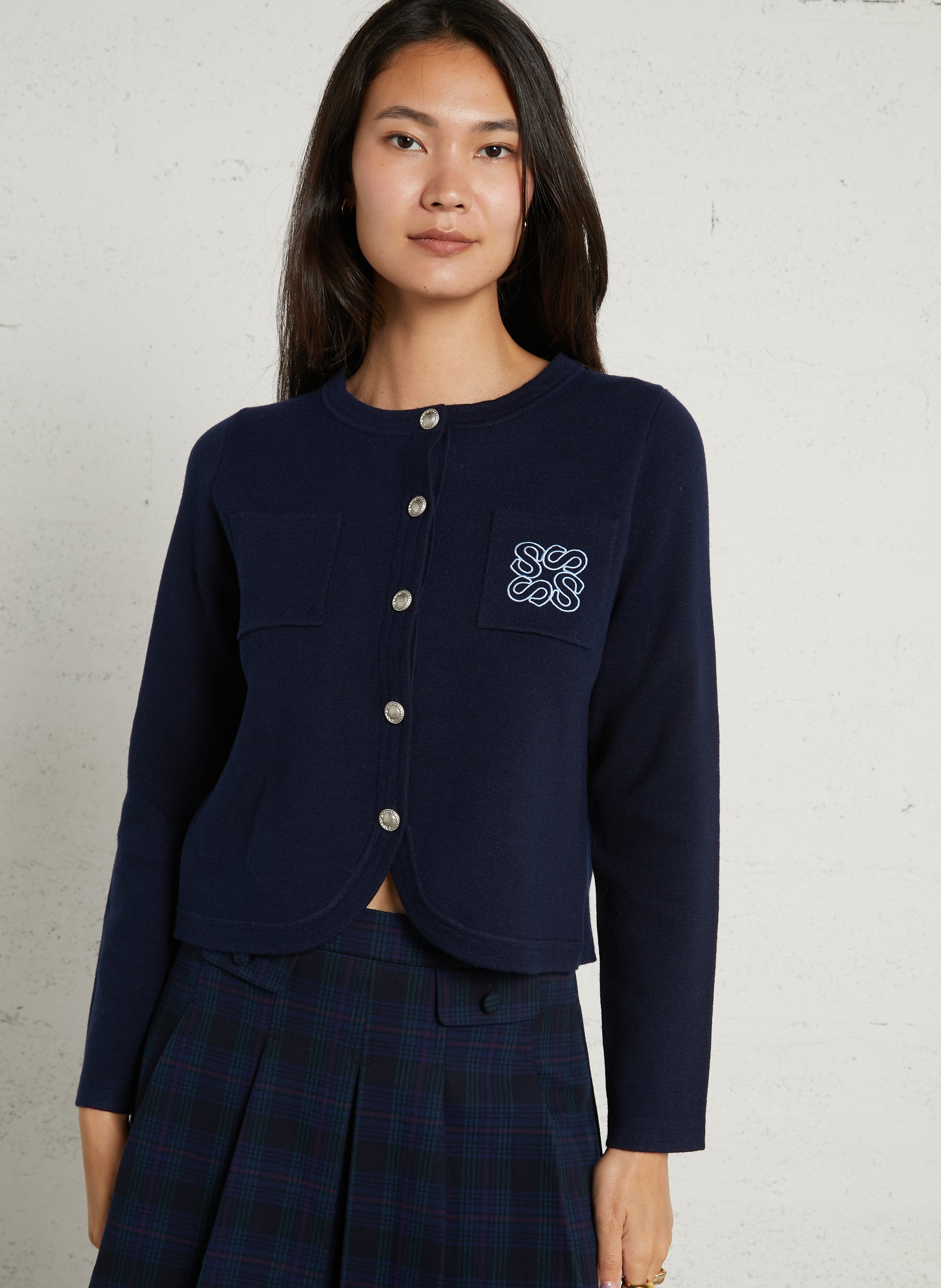 Gilet droit col rond SUNCOO Bleu
