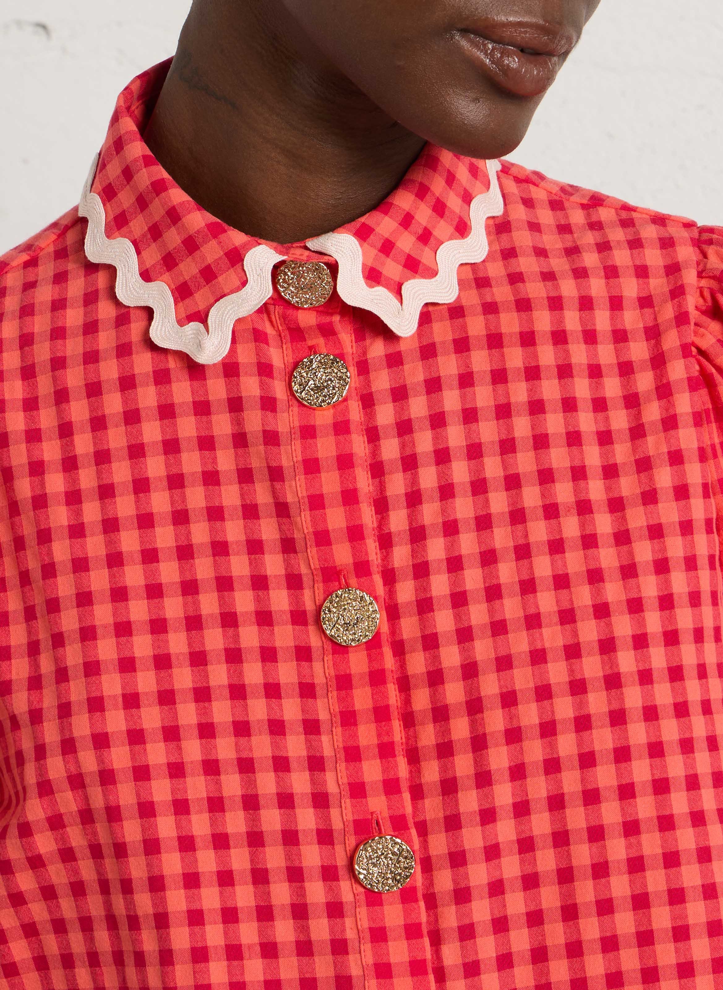 Cotton shirt with Peter Pan collar ELISE CHALMIN Red
