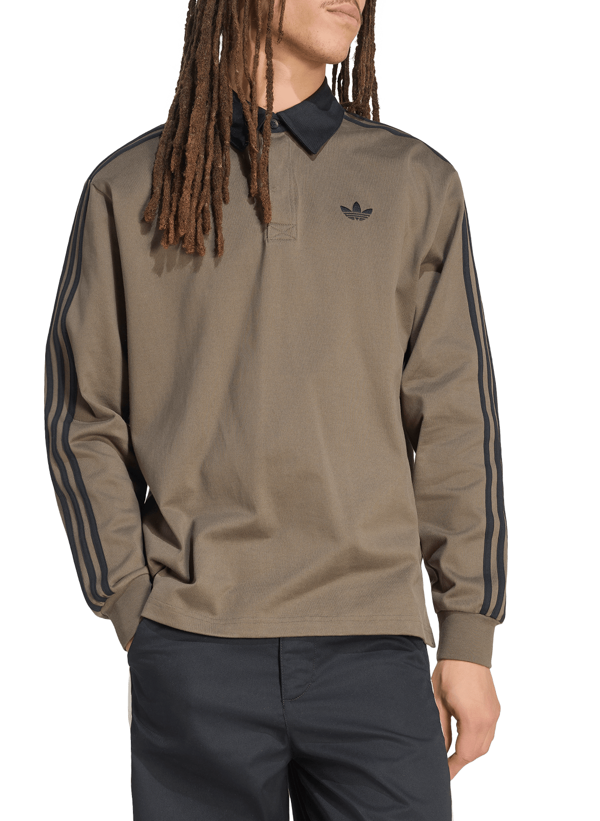 Polo manches longues uni ADIDAS Marron