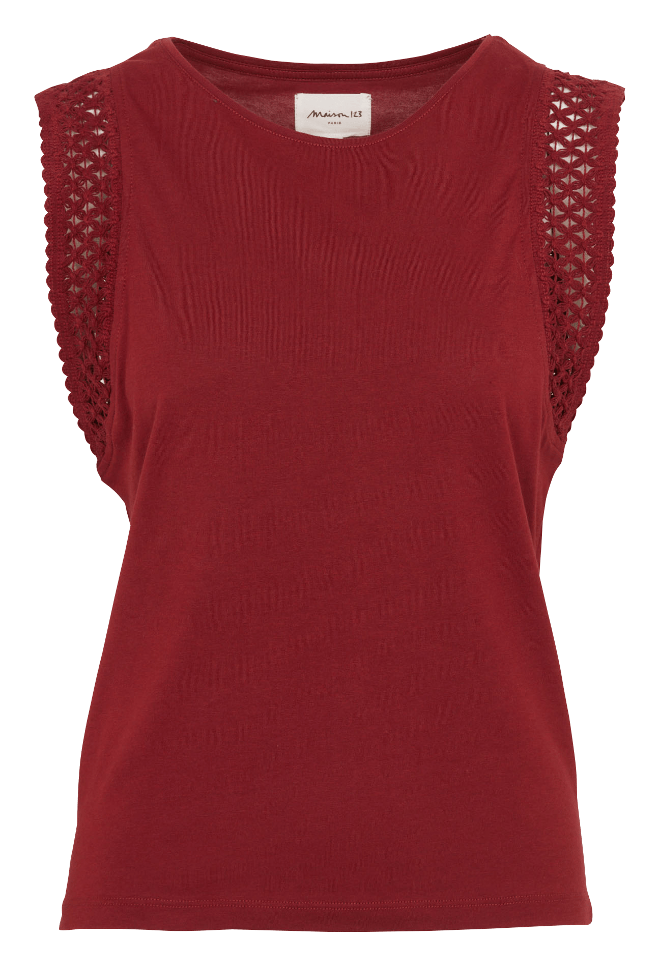 Camiseta recta de algodón mezclado. MAISON 123 Rojo