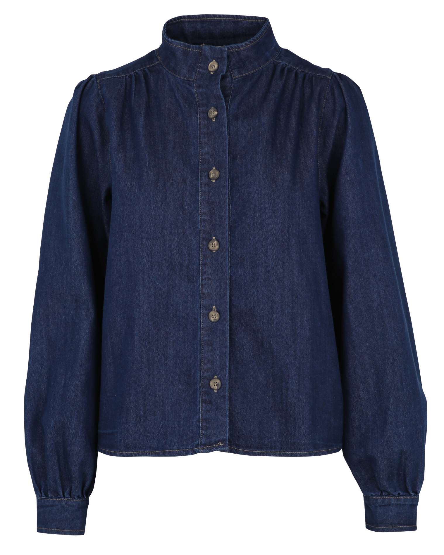 Straight shirt with high collar in blended cotton LA FEE MARABOUTEE Blue