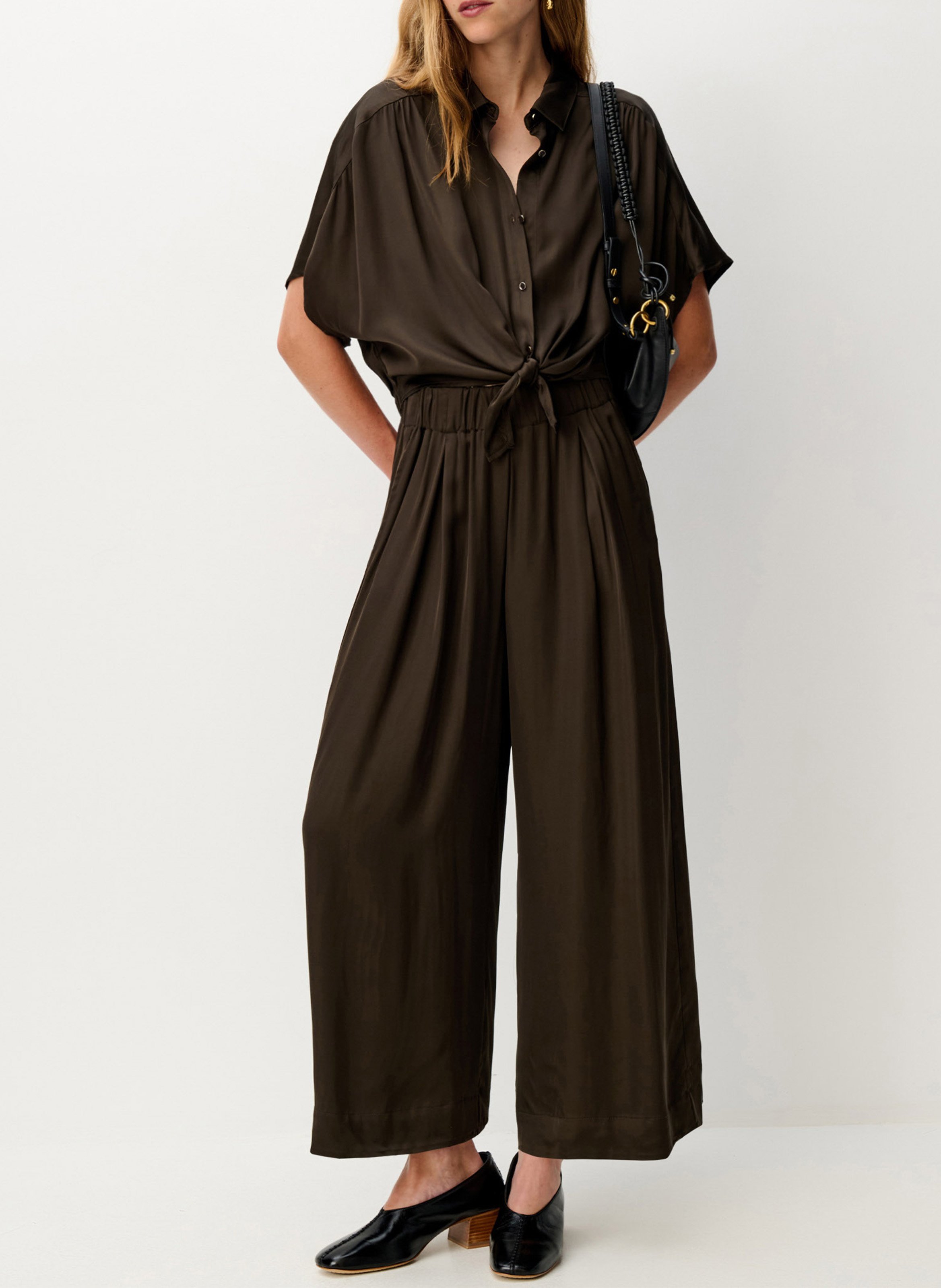 Chemise droite col classique SESSUN Marron