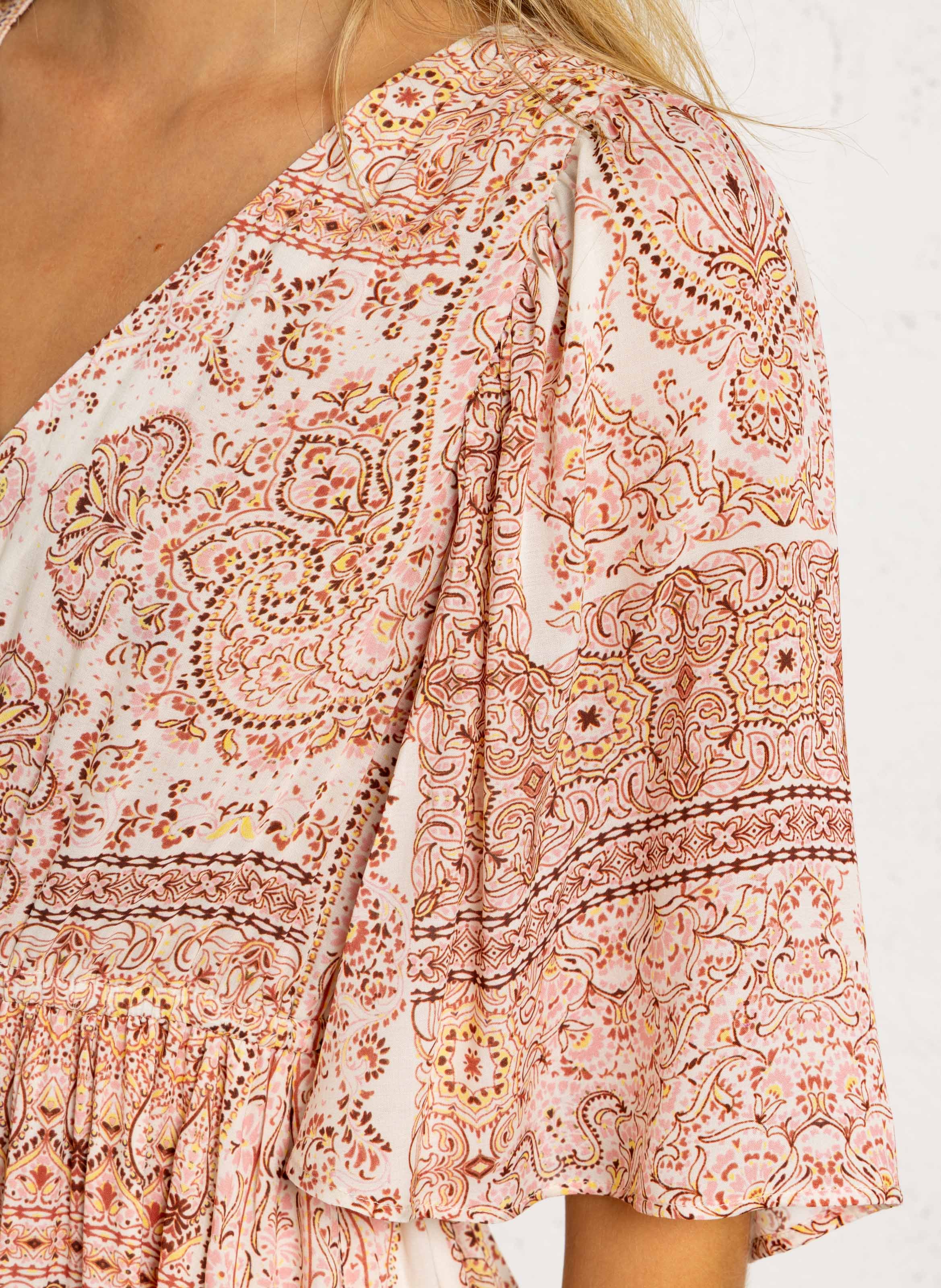Robe longe col V  MAISON 123 Rose