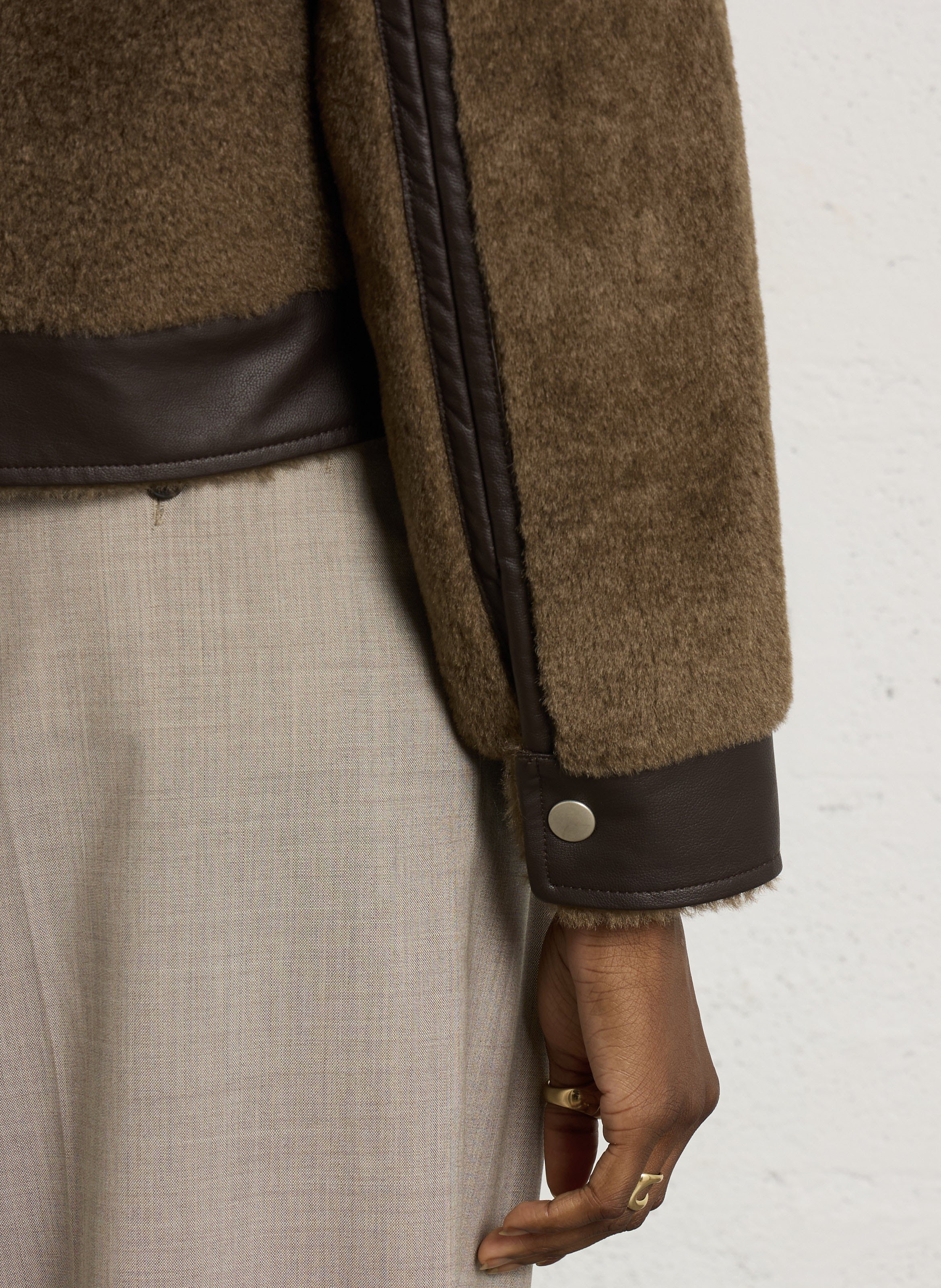 Blouson col classique effet fourrure BELLEROSE Marron