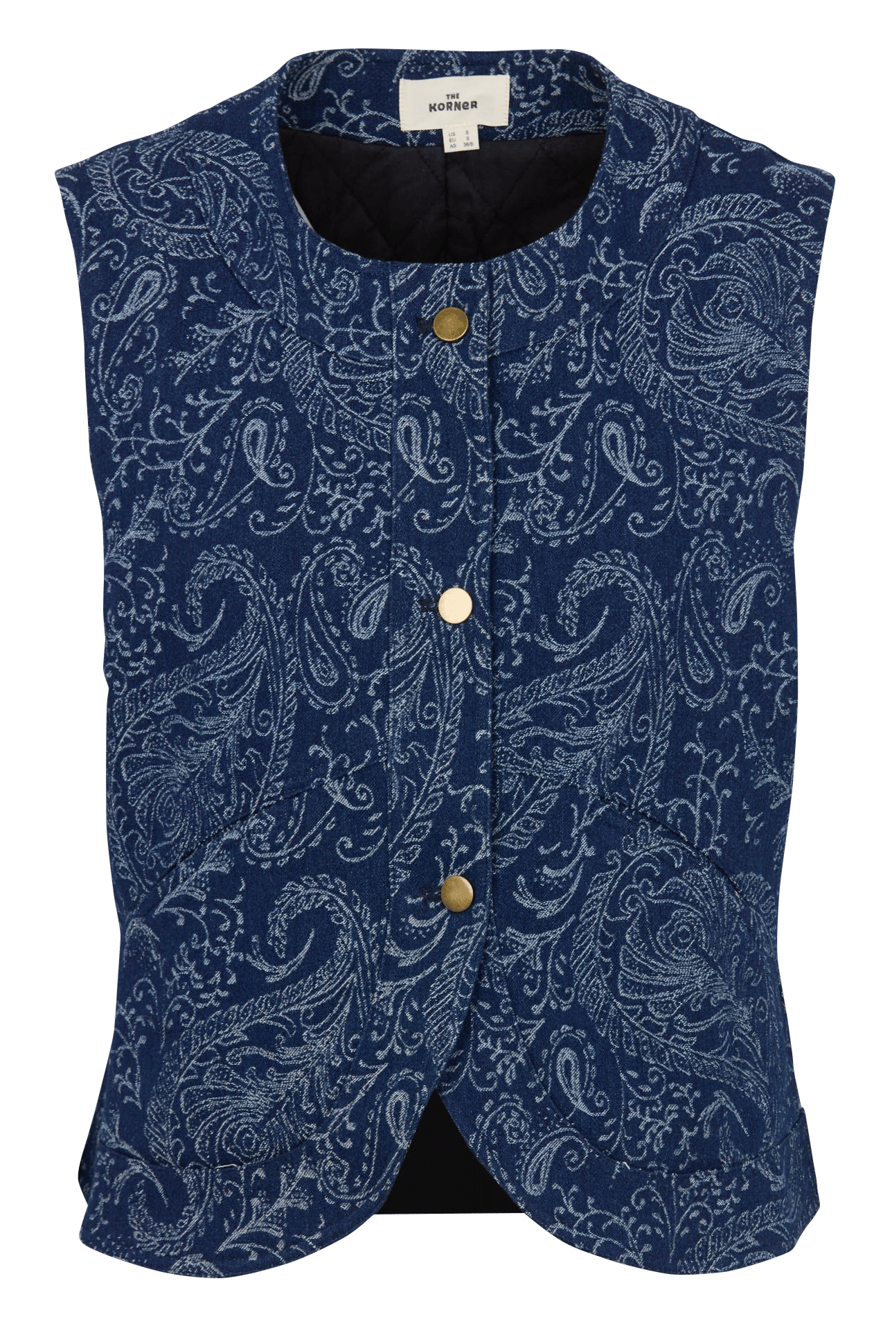 Jasje met ronde hals in bedrukte denim THE KORNER Blauw