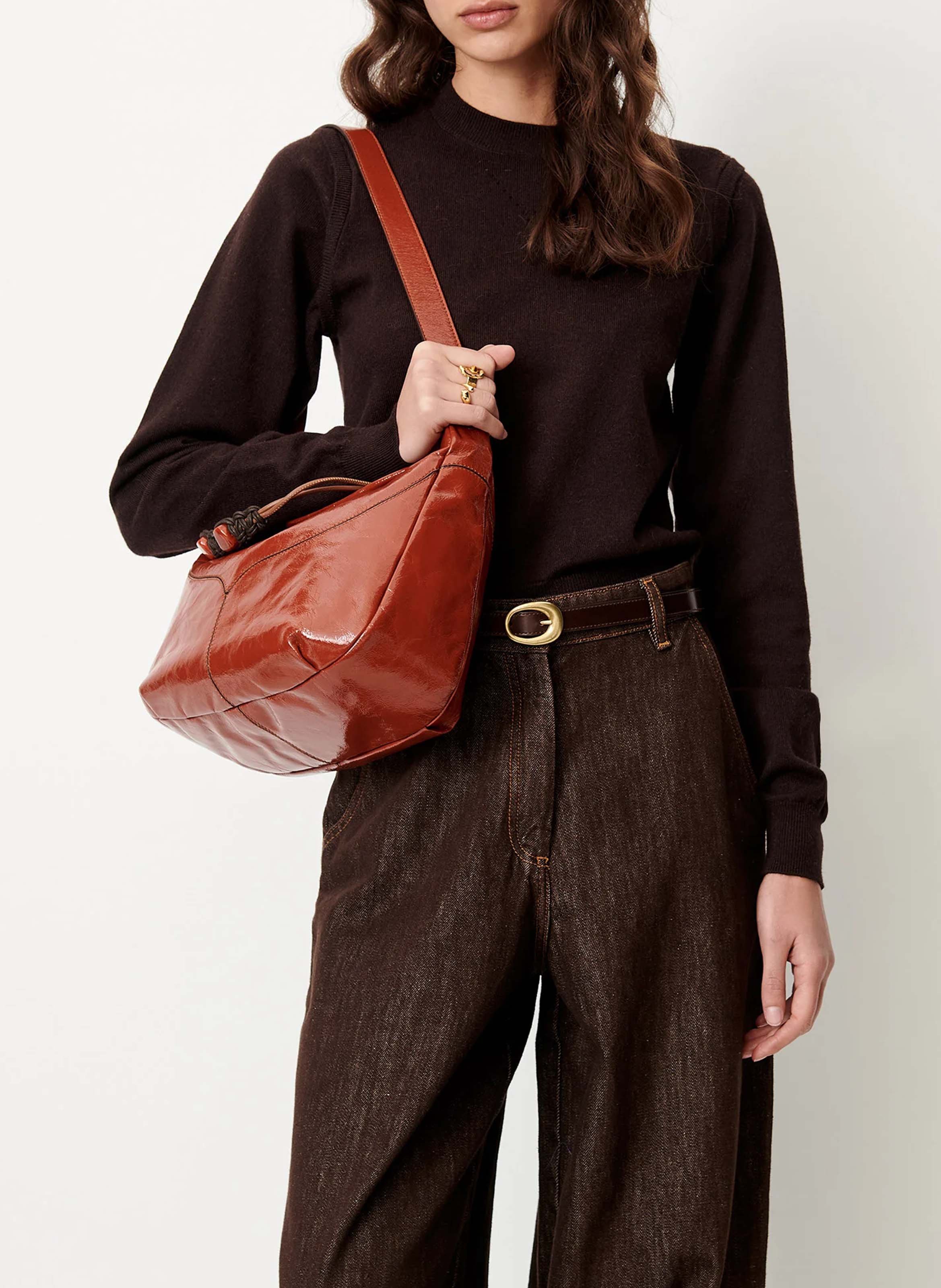 Straight-cut cotton-blend sweater with round neck SESSUN Brown