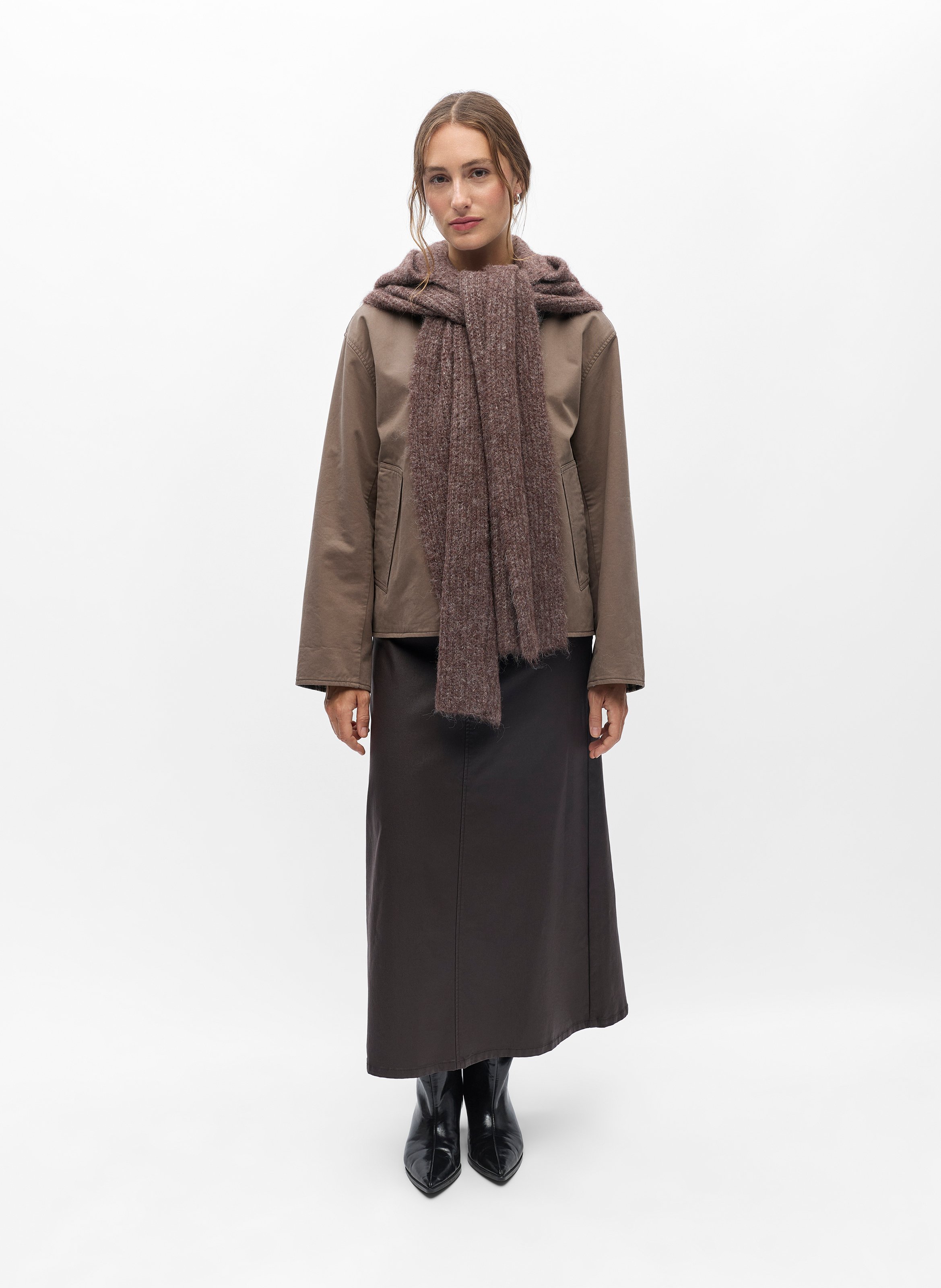 Cagoule en maille côtelée OBJECT Marron