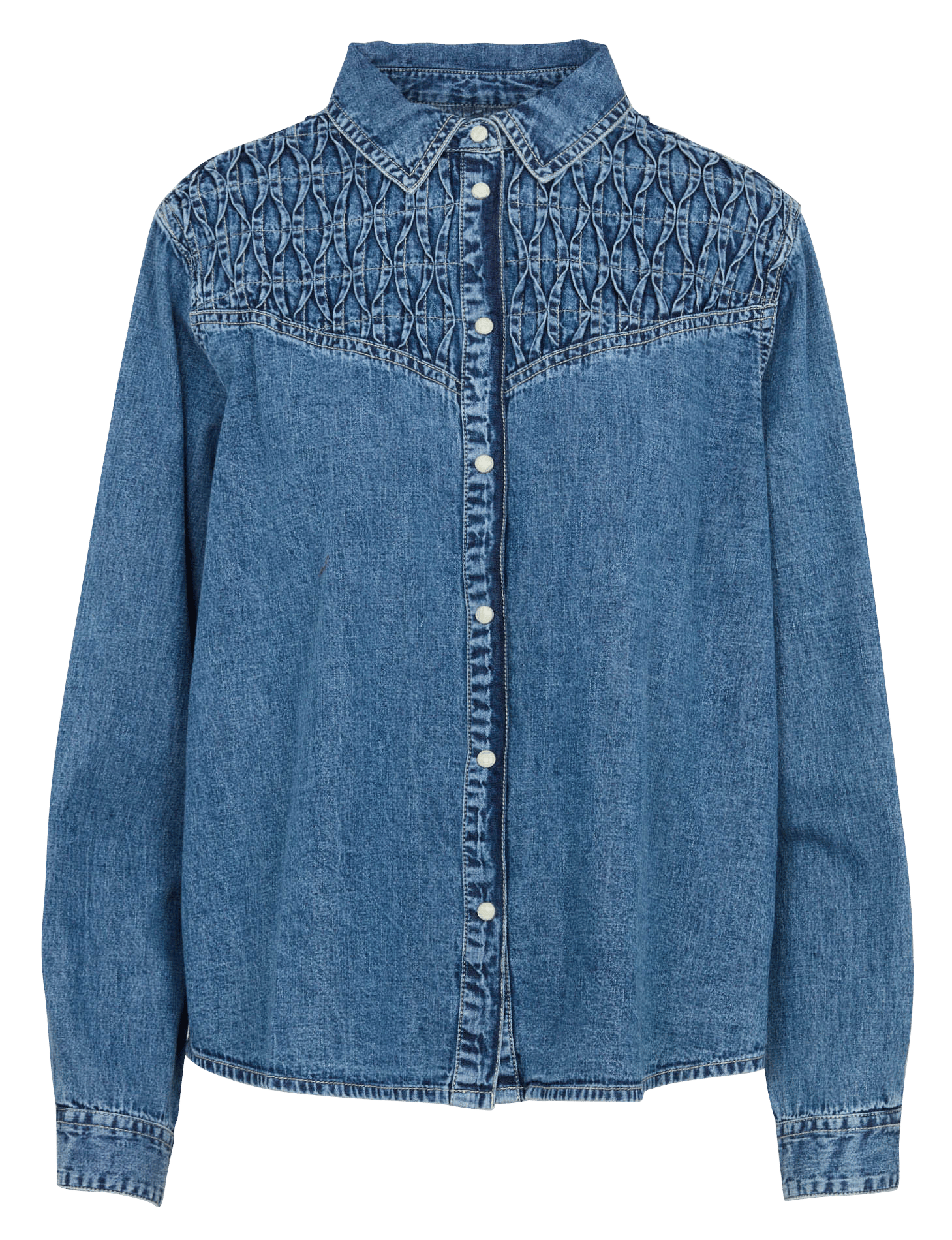 Chemise à fronces en denim de coton MAISON HOTEL Bleu