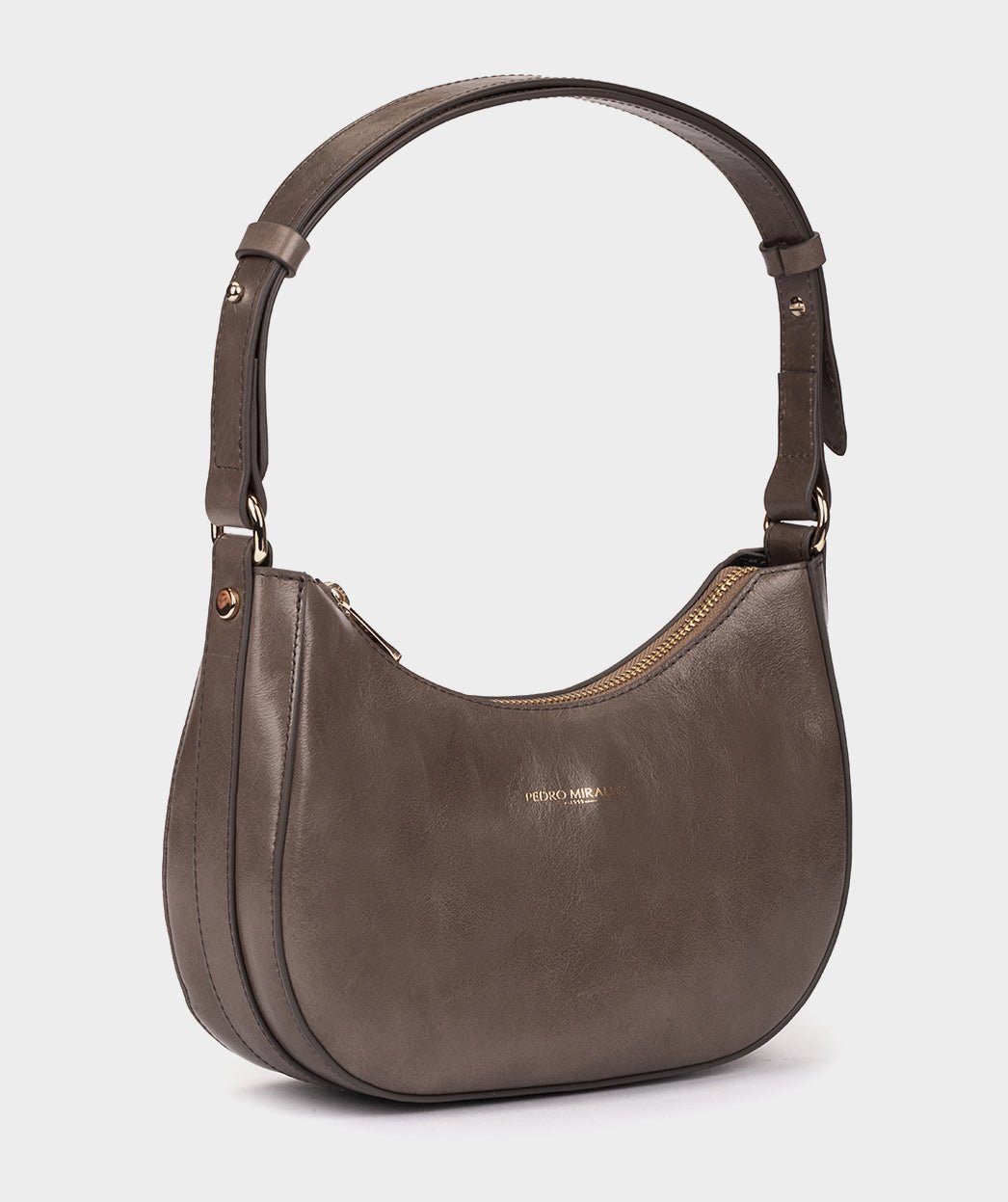 Adjustable shoulder bag in patent leather PEDRO MIRALLES Grey