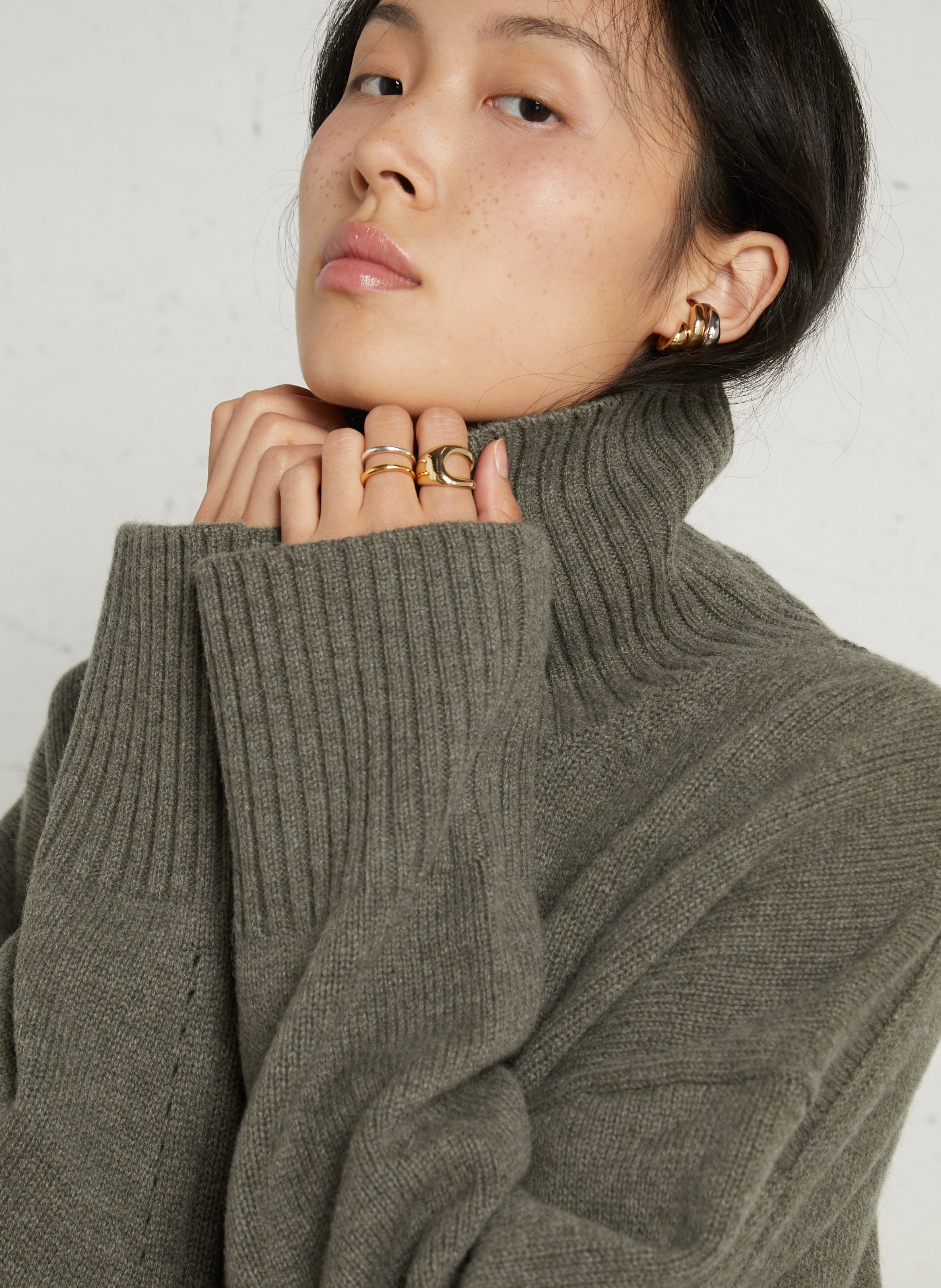 Straight wool polo neck jumper SOEUR Grey