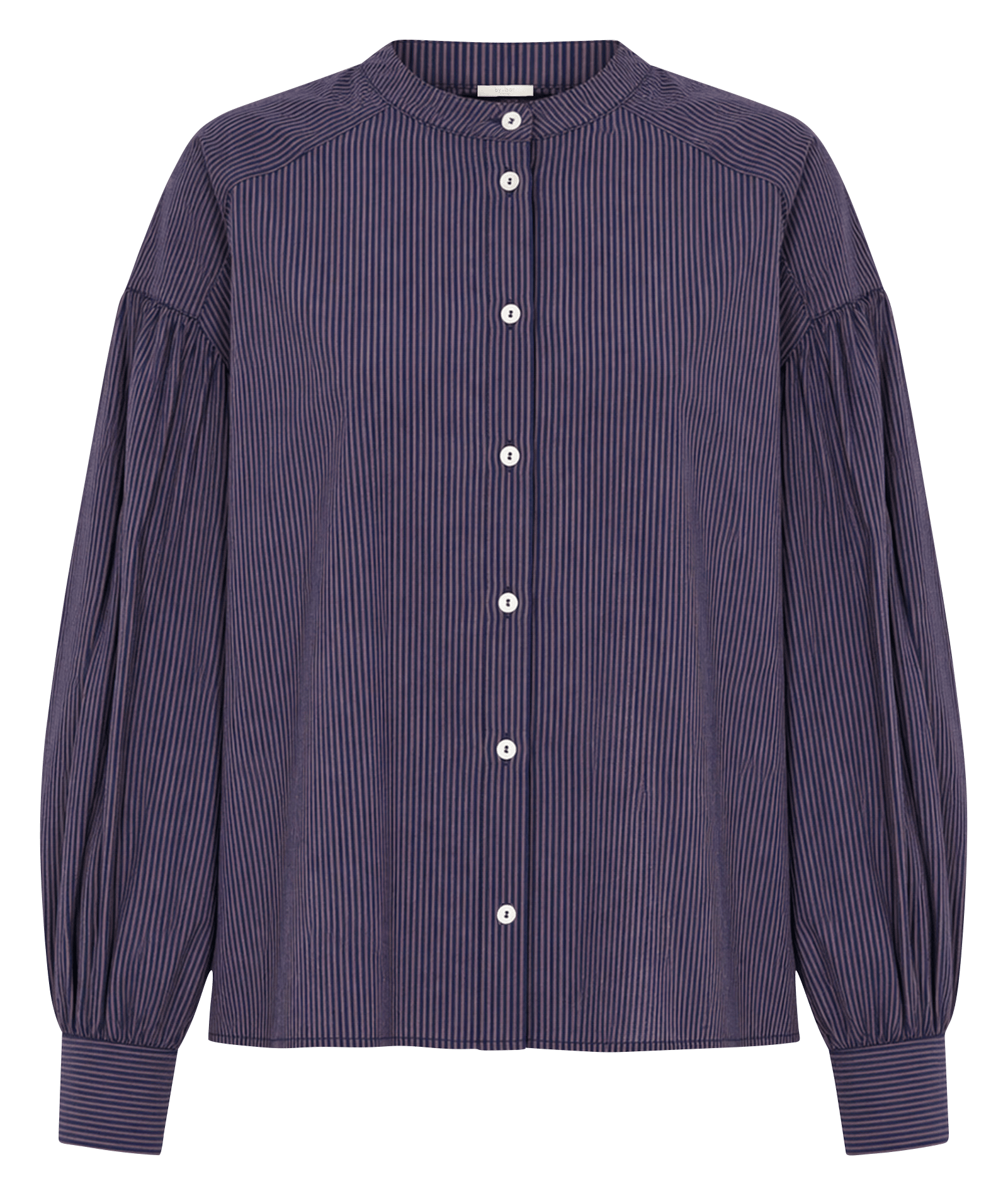 Blouse droite col rond rayée en coton bio BY BAR Prune