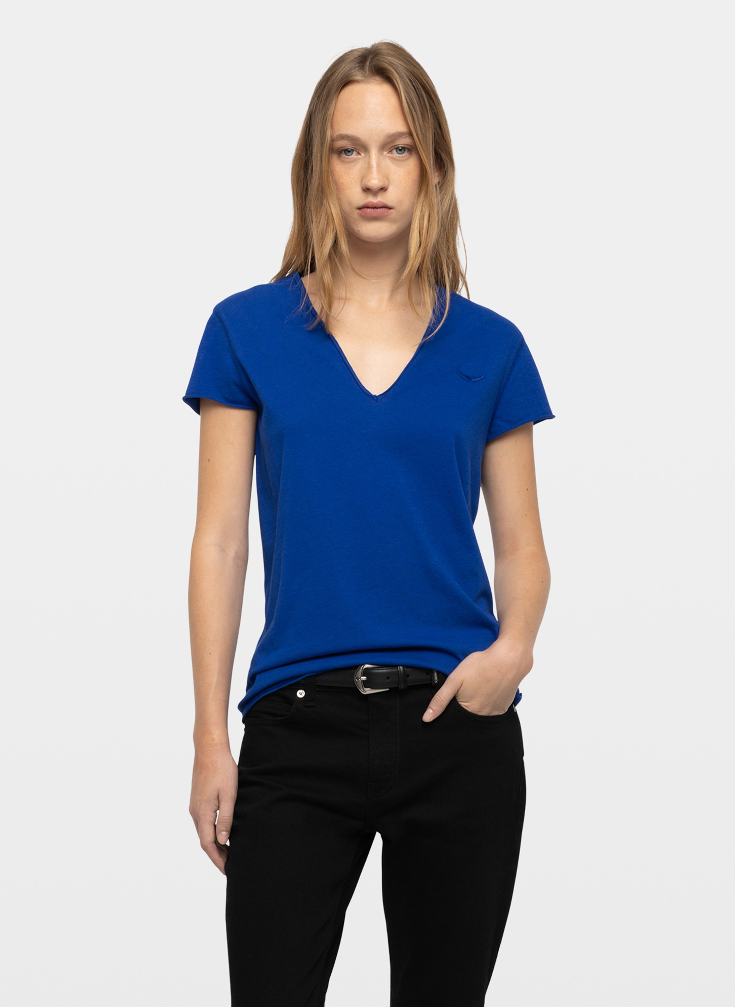 Katoenen T-shirt met V-hals ZADIG&VOLTAIRE Blauw
