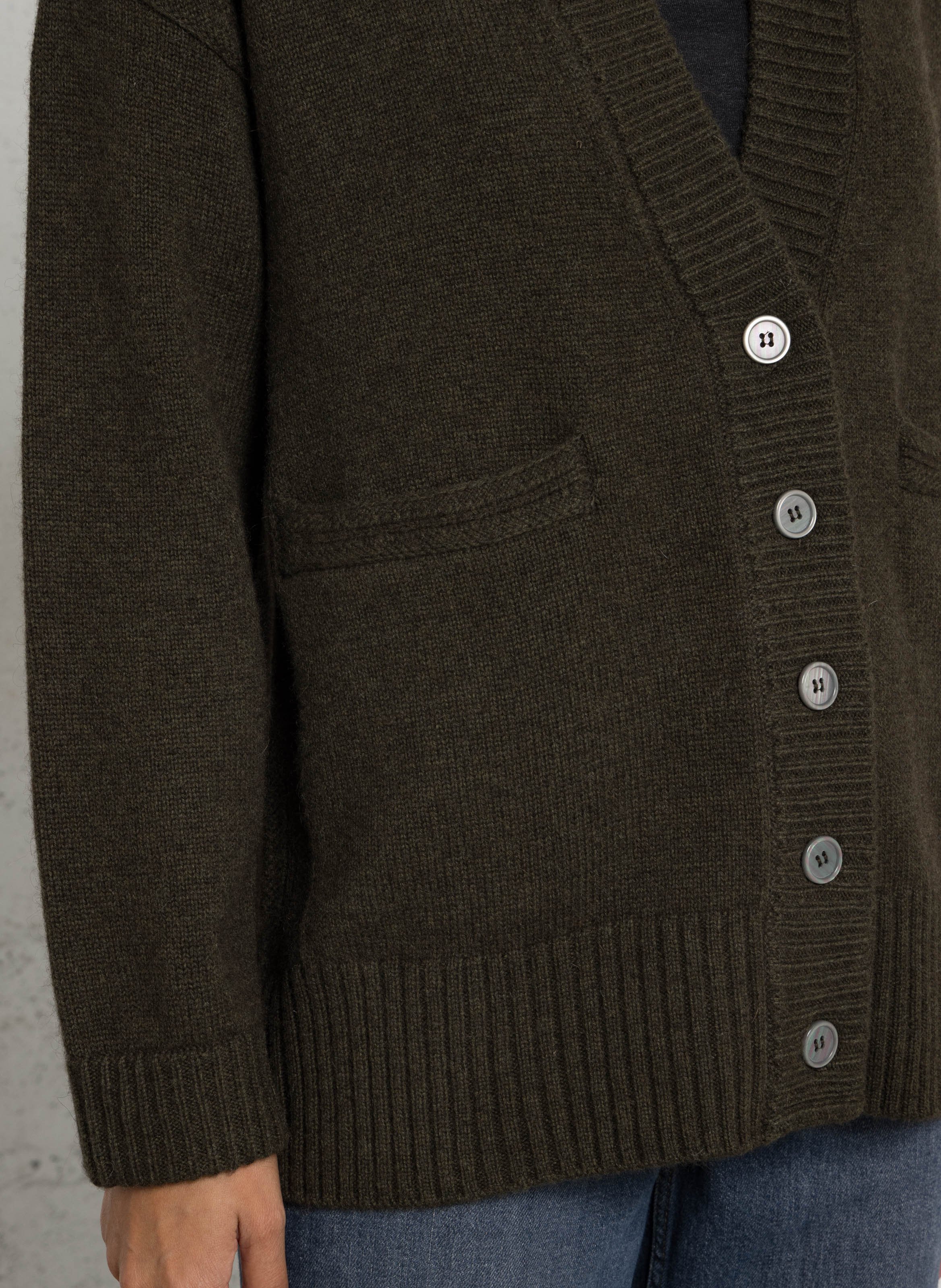 Gilet ample col V en laine MAISON 123 Kaki