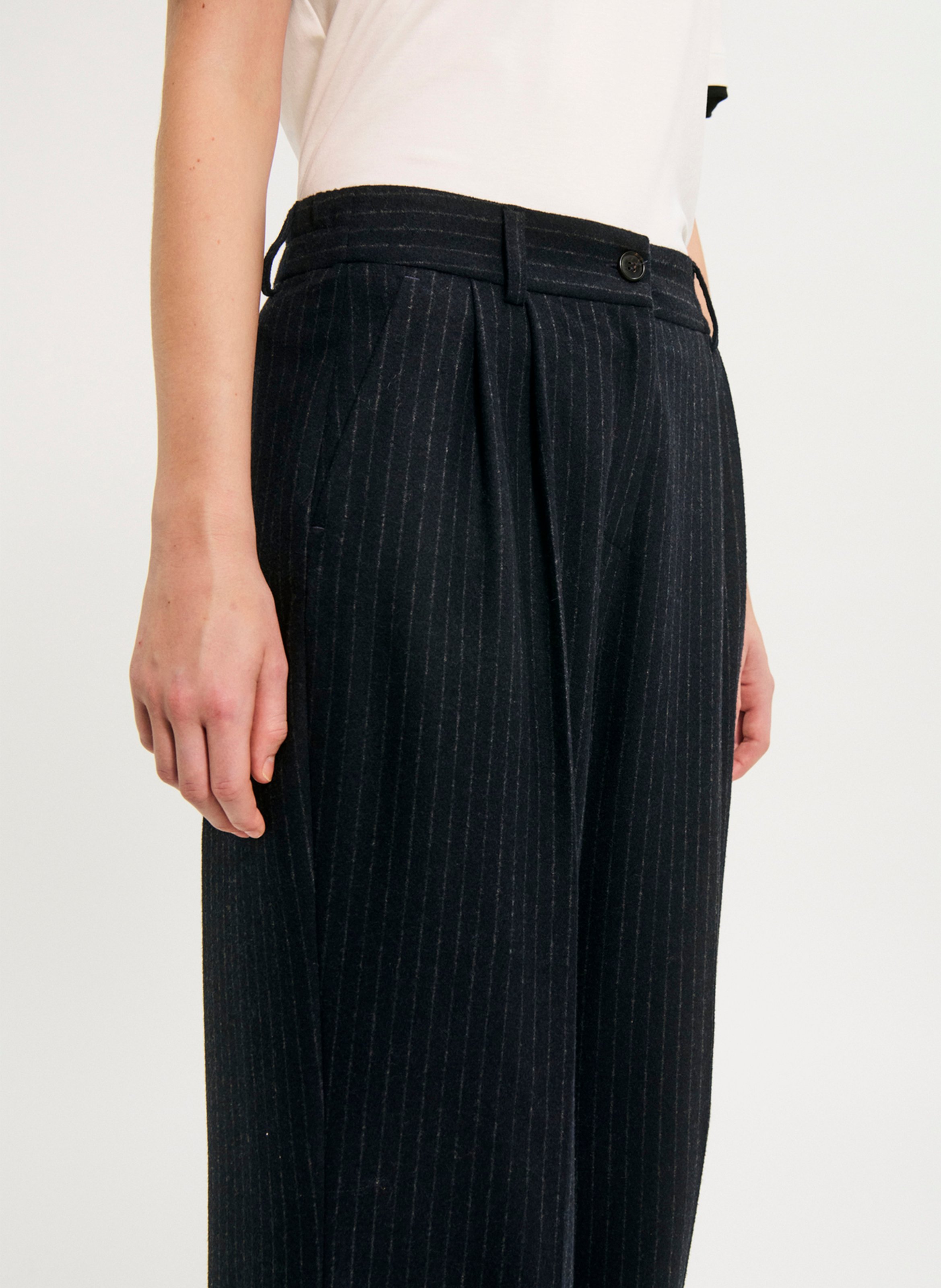 Weite Hose aus Wollmix PABLO Blau