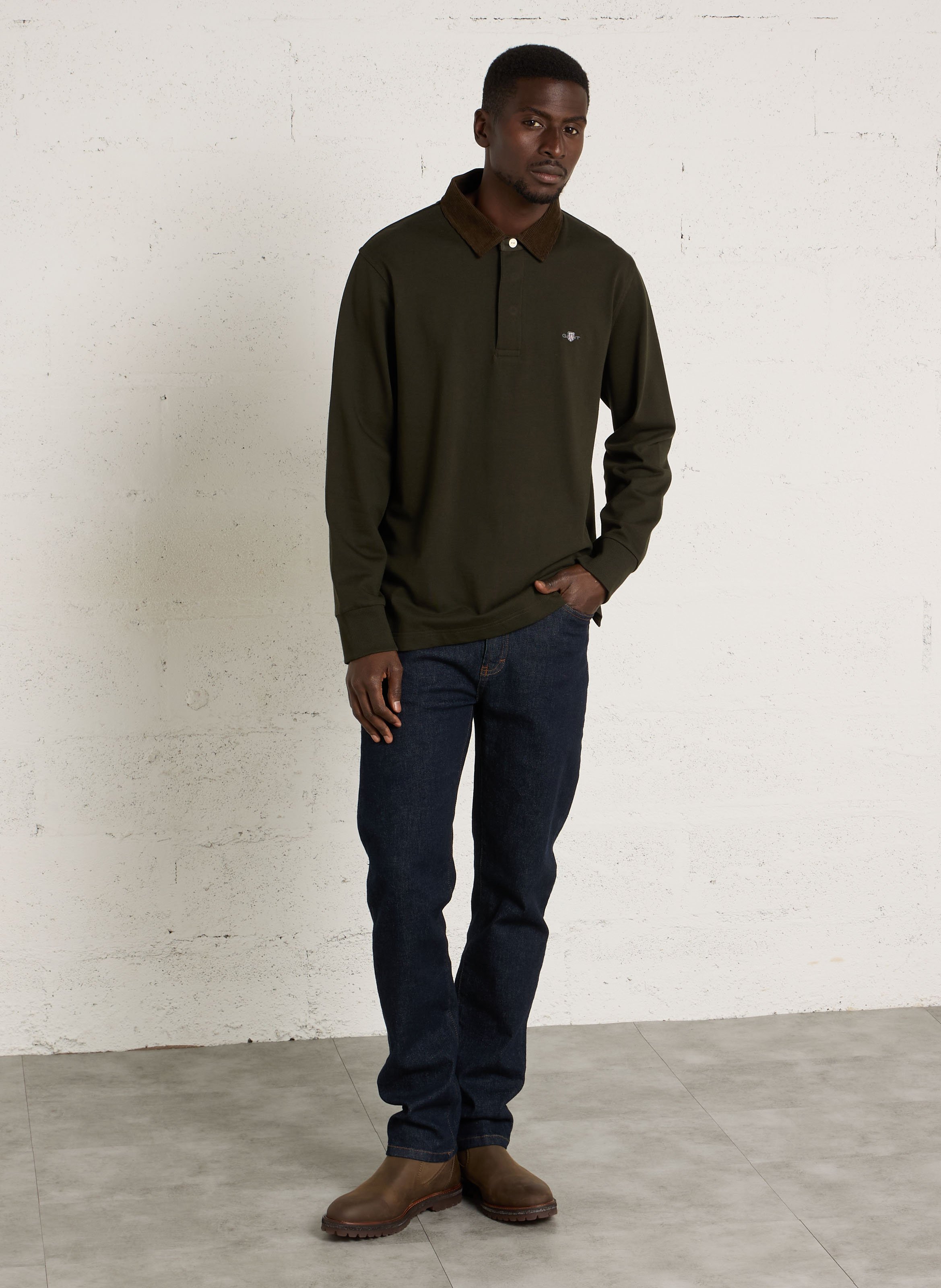 Polo manches longues en coton GANT Vert