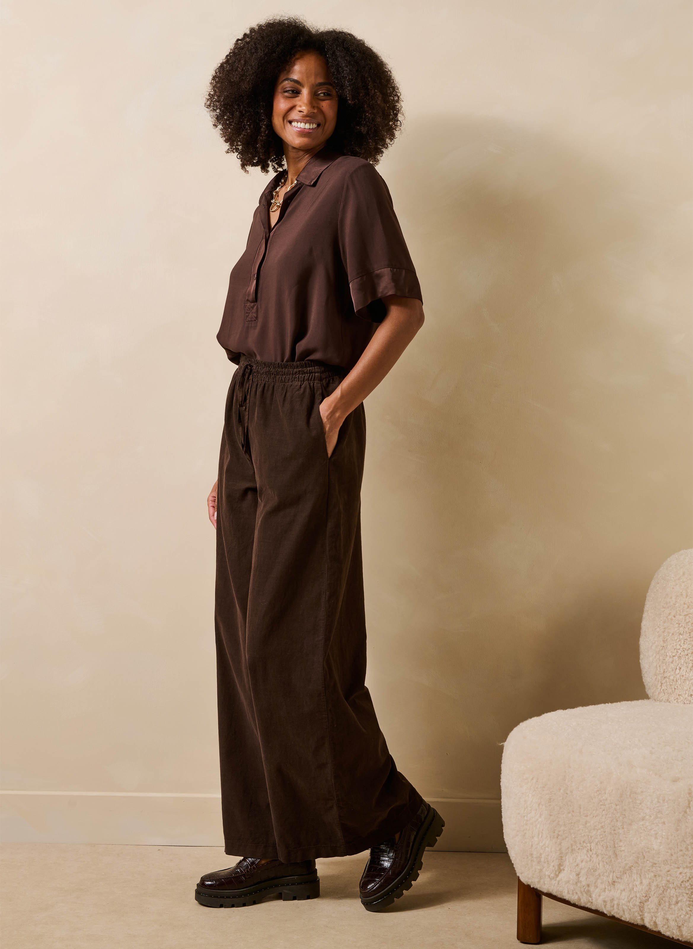 Weite Baumwollhose | Braun LA FEE MARABOUTEE Damen