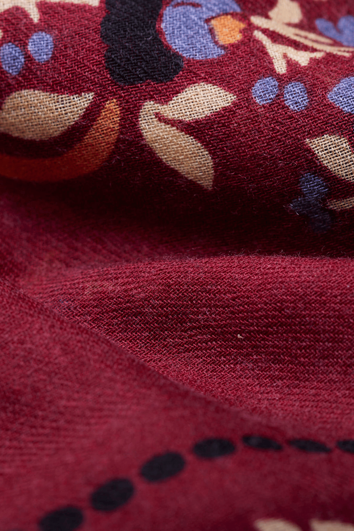 Haddock wool and silk printed scarf MAISON LECOMTE FLAMENT Red