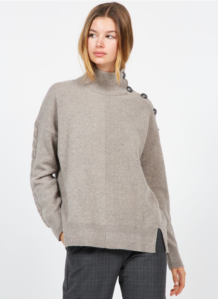 High-neck Wool Sweater Beige Sesame Ikks - Women | Place des Tendances