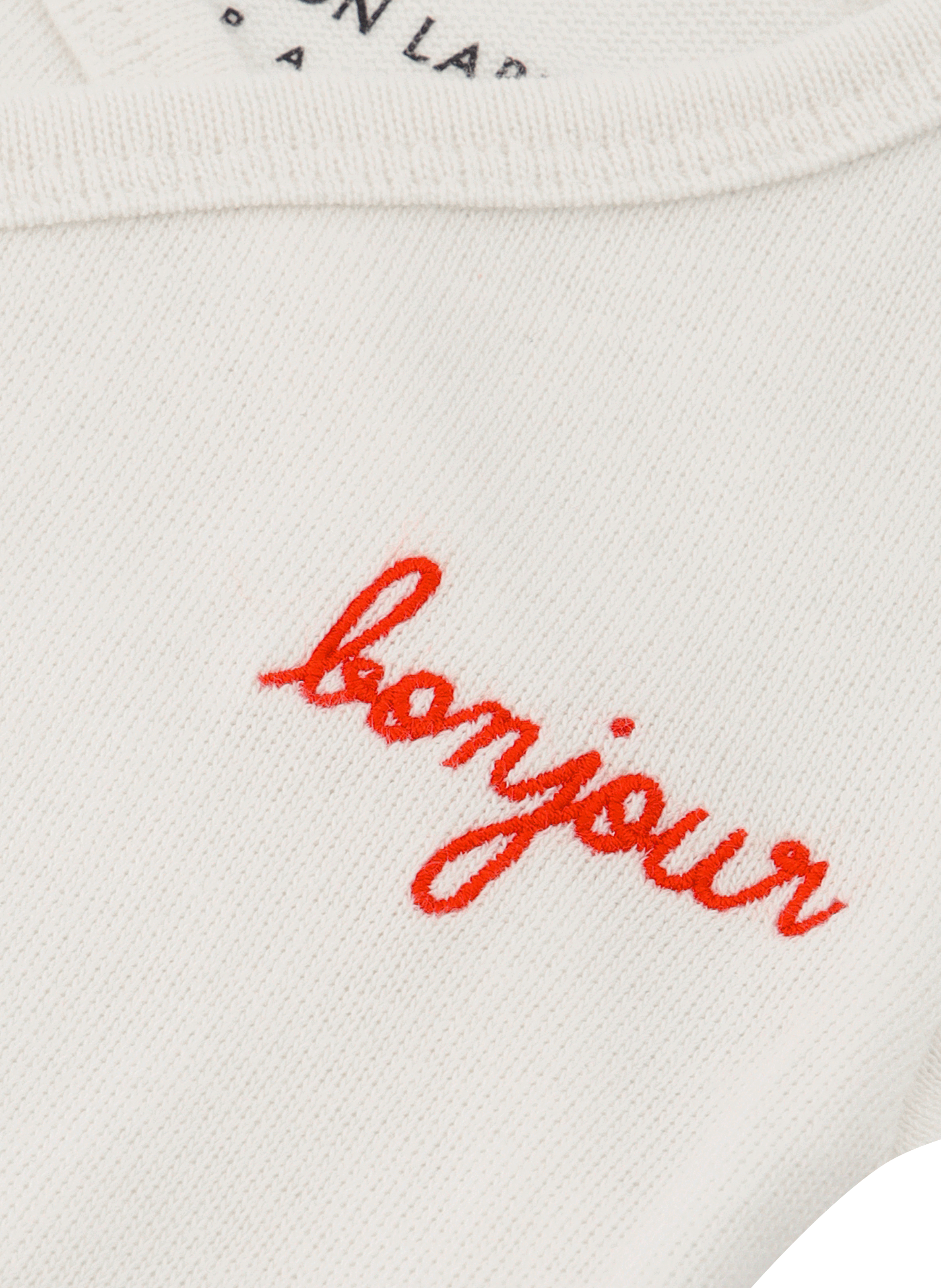 Organic cotton bodysuit with "bonjour" embroidery MAISON LABICHE White