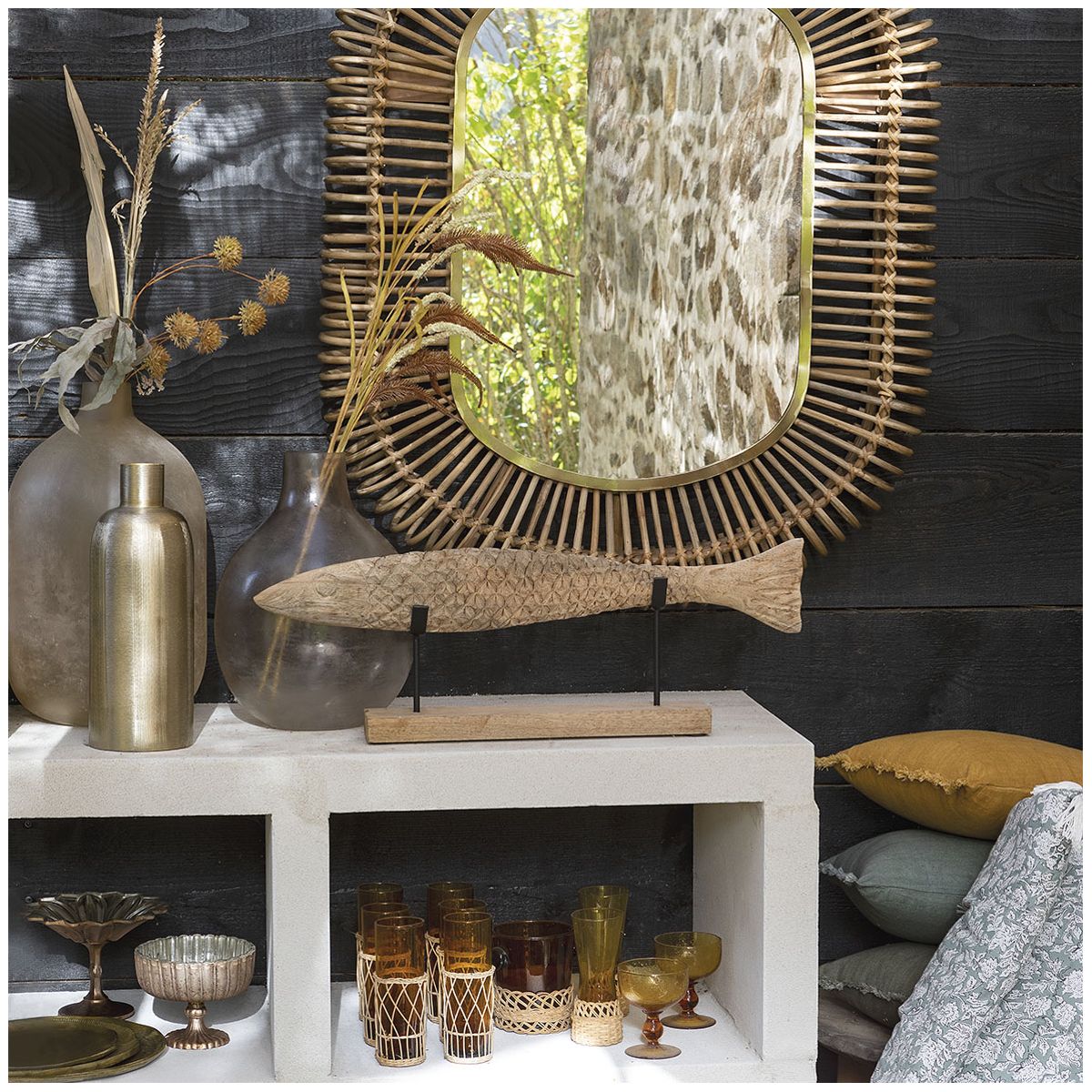 Mercury glass carboy vase - large model BLANC D'IVOIRE Pink