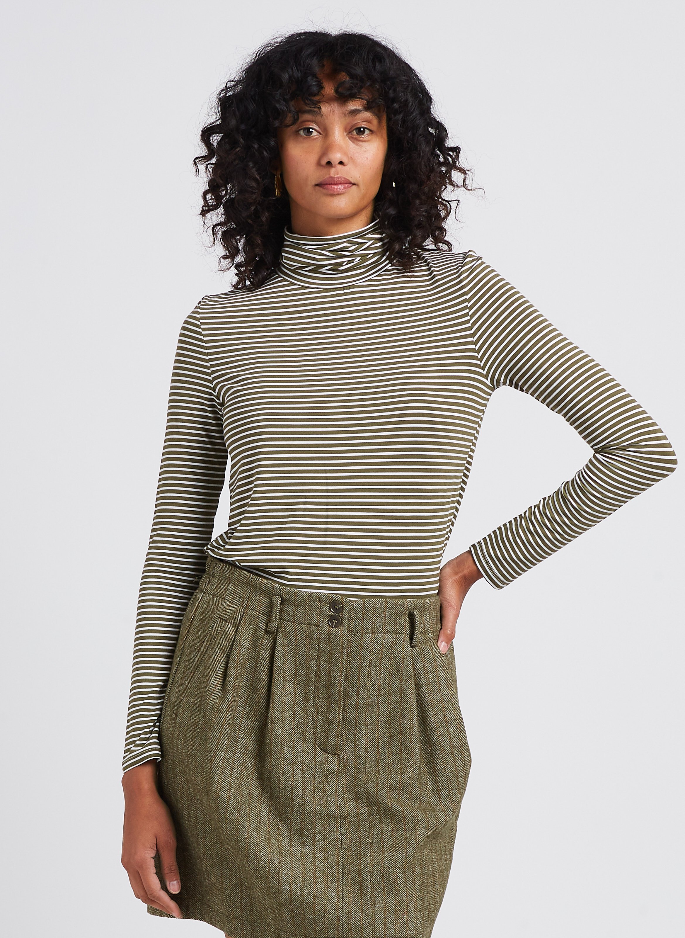 striped polo neck jumper womens