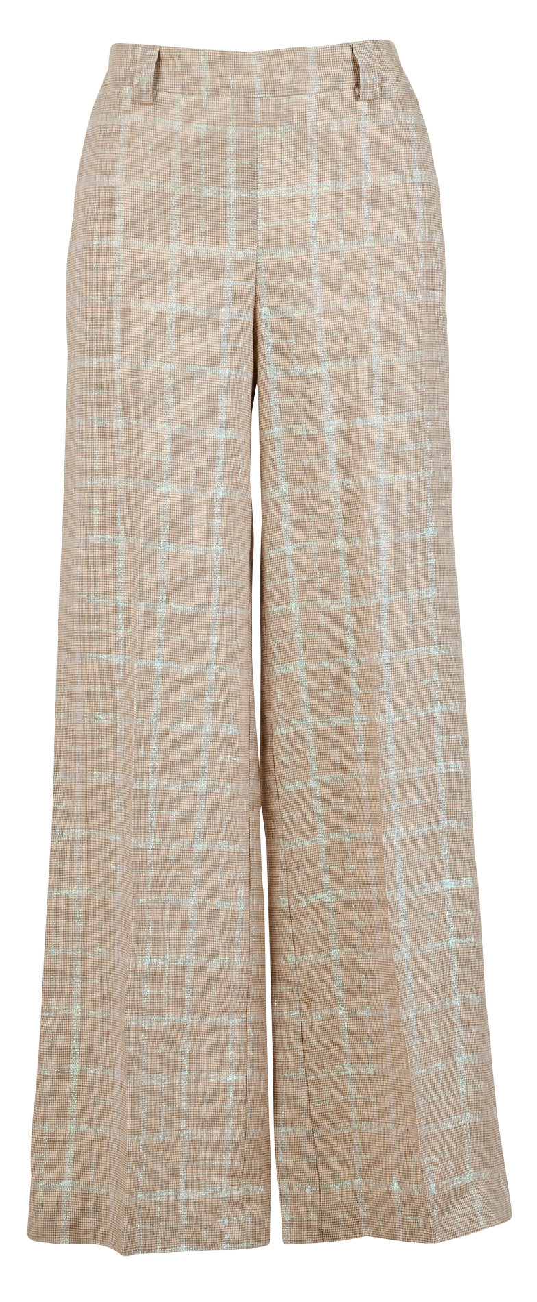 Pantalon large taille haute à carreaux ATTIC AND BARN Beige