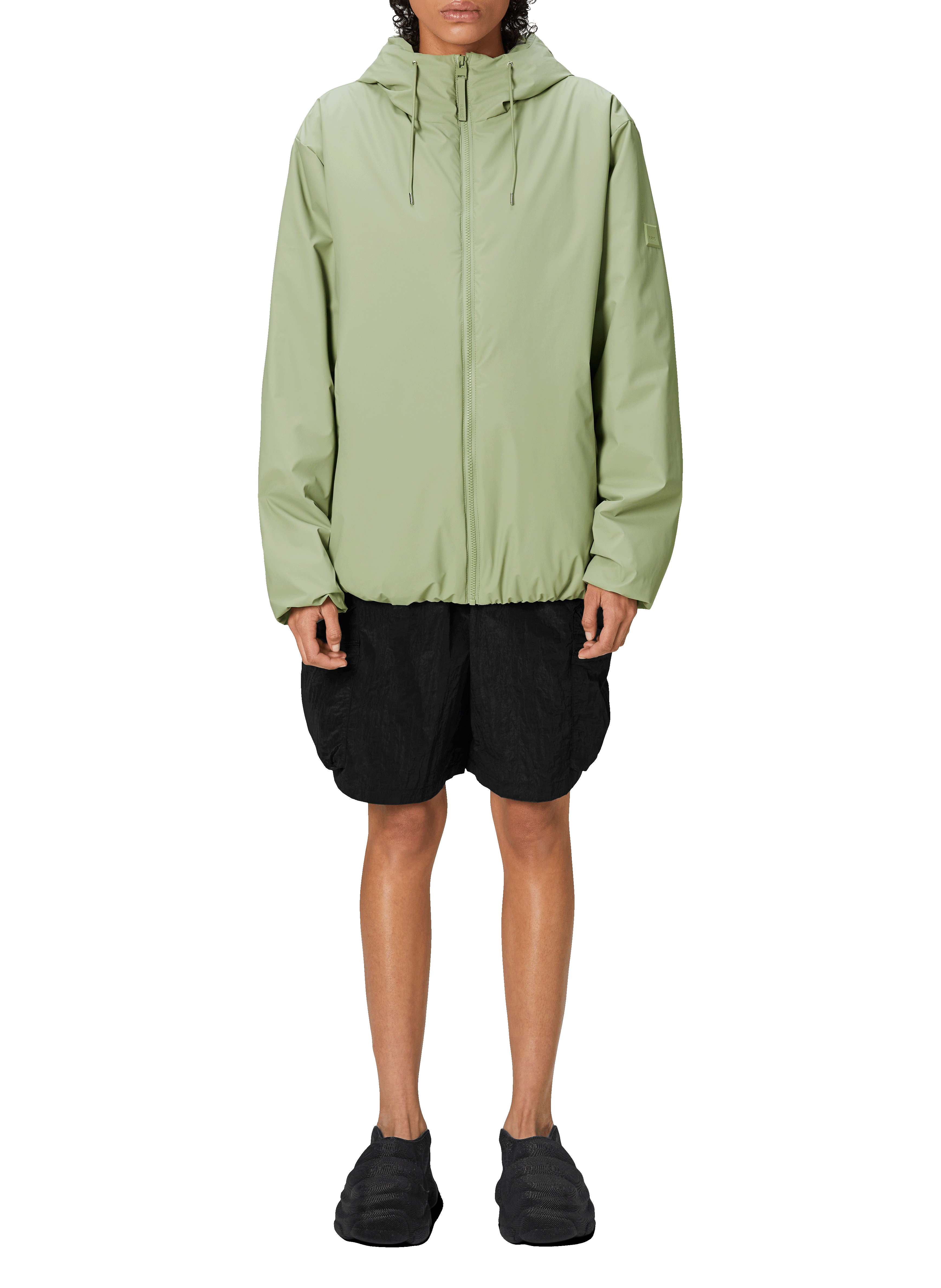 Imperméable droit col montant à capuche RAINS Vert