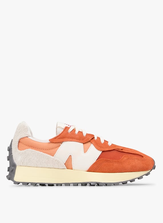 Baskets basses en cuir melange Orange