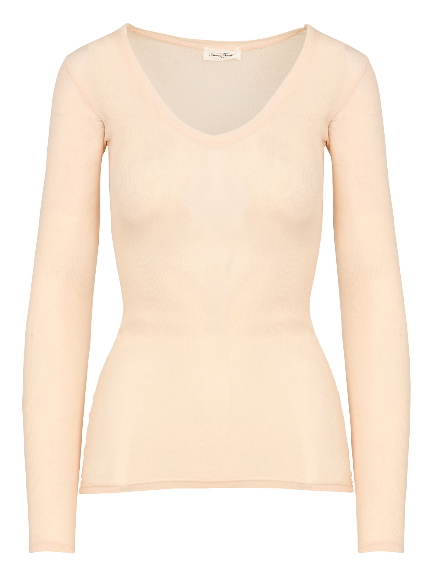 Tailliertes V-Ausschnitt T-Shirt aus Baumwolle MASSACHUSETTS Biscuit vintage