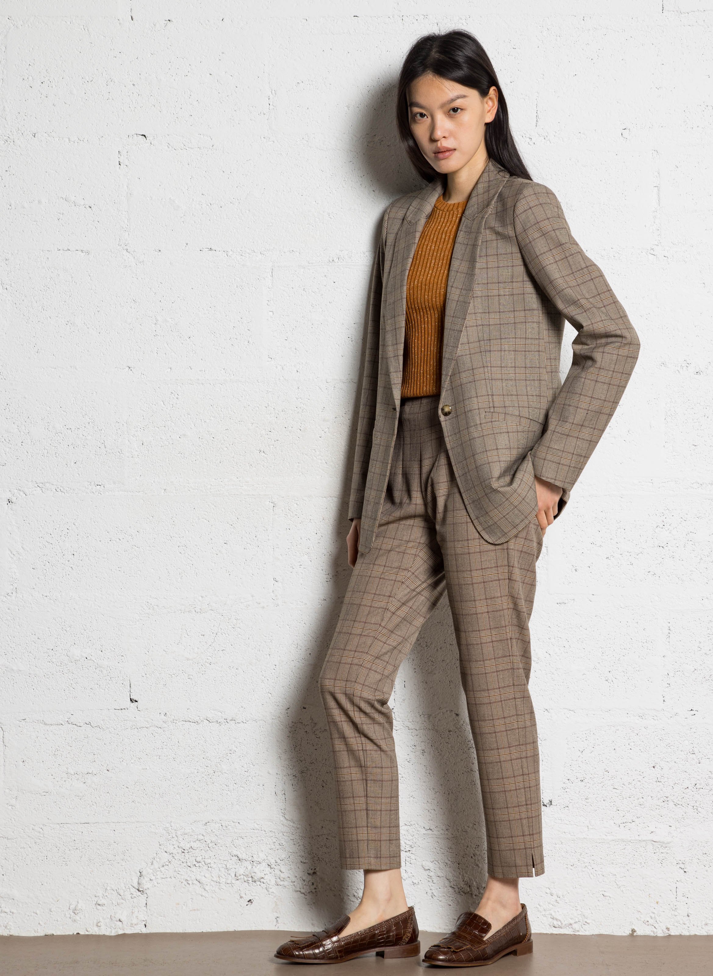 Carrotbroek met ruitjes ONE STEP Bruin