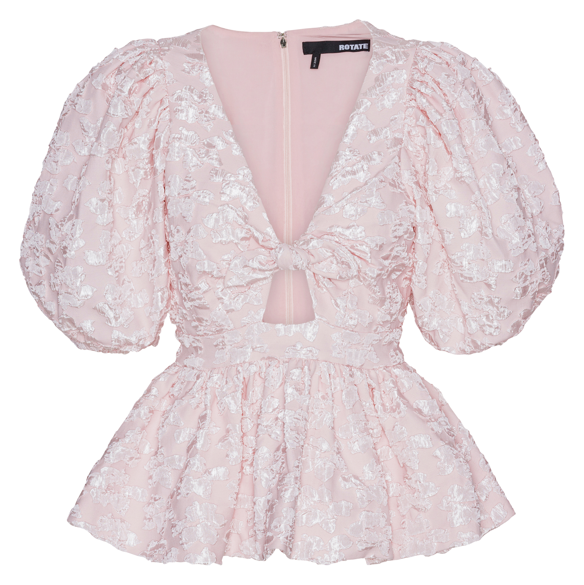 V-neck jacquard top ROTATE Pink