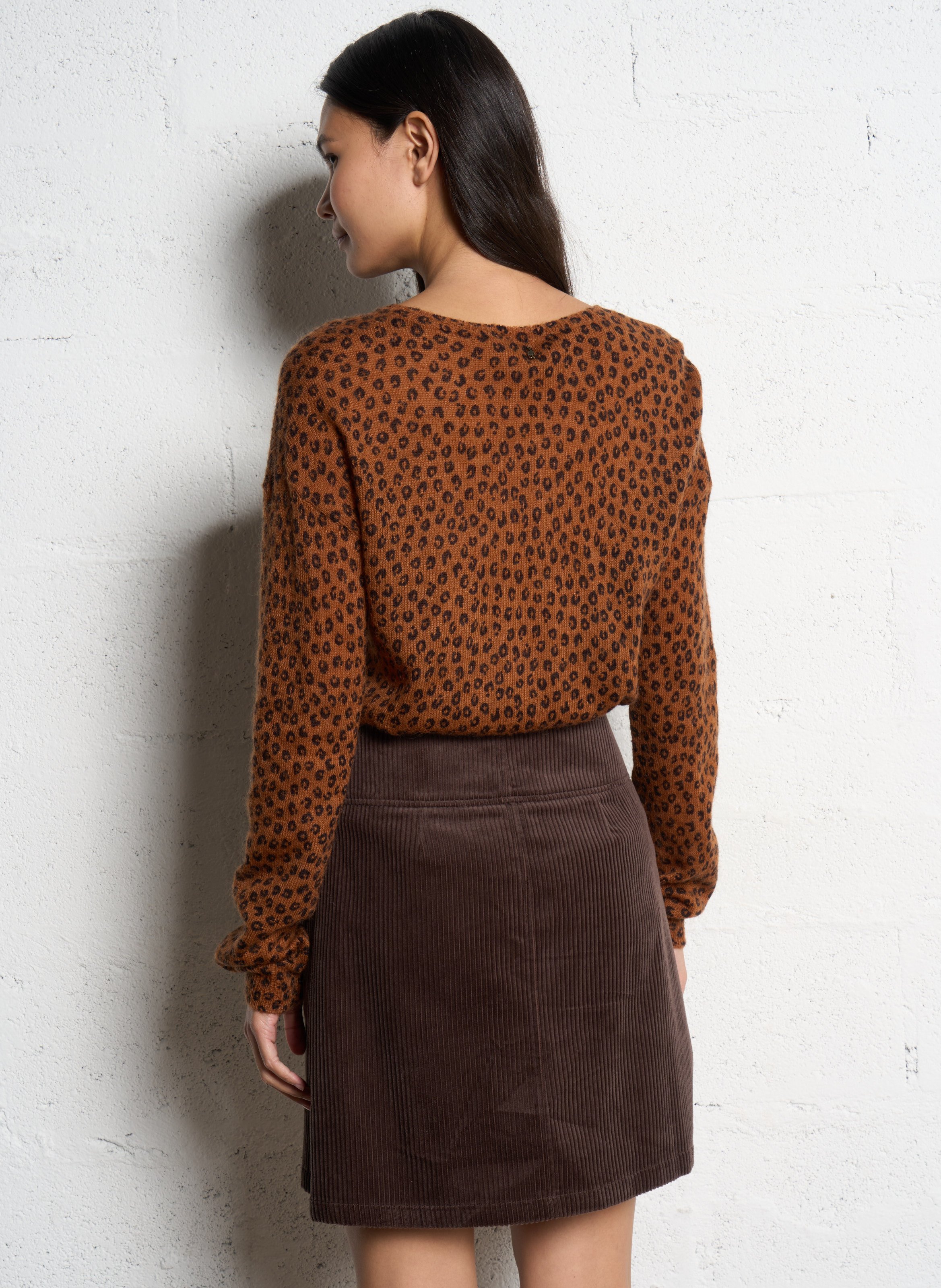 Rechte trui in bedrukte knitwear. ONE STEP Bruin