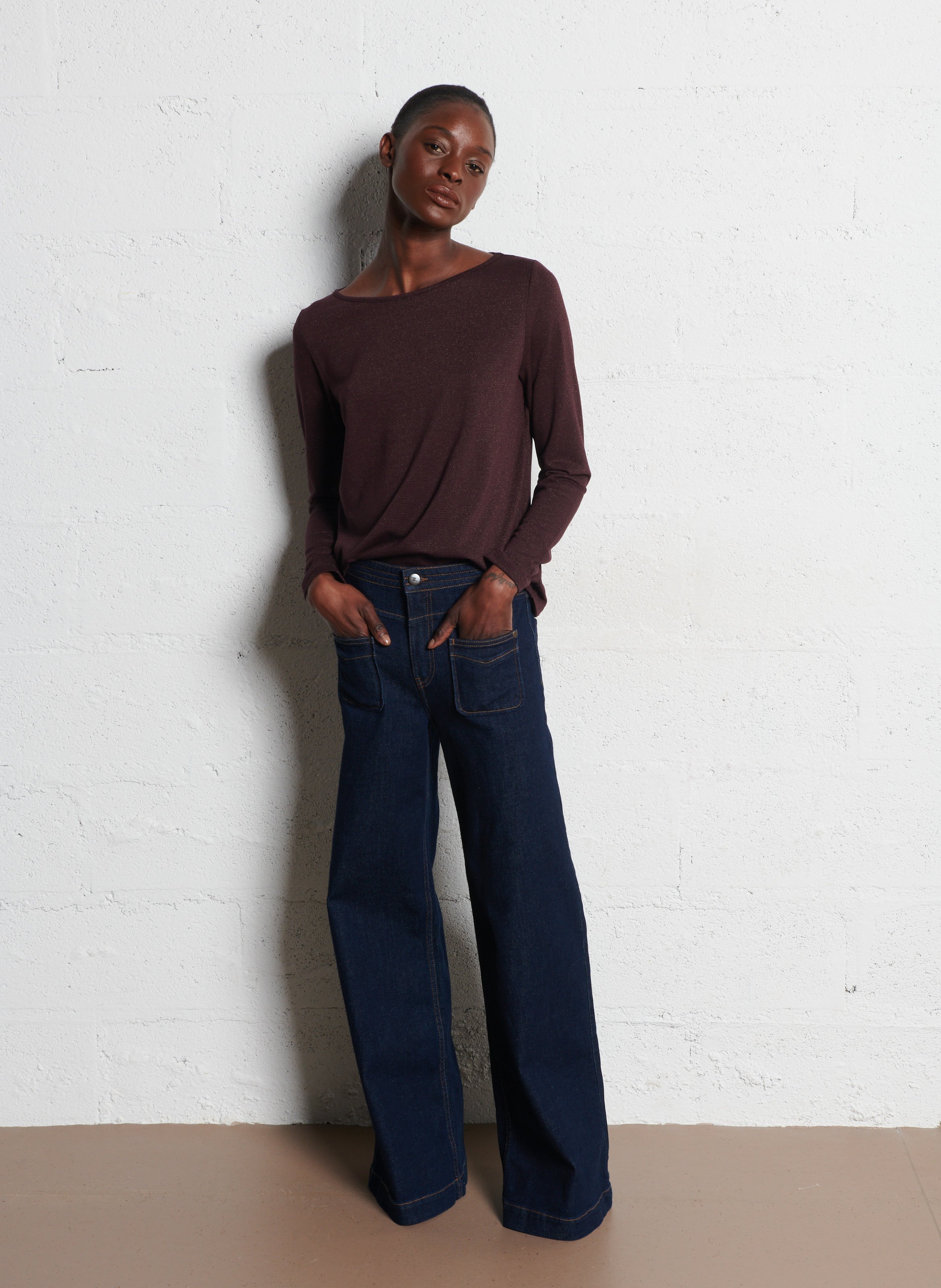 Jean flare en coton mélangé ONE STEP Bleu