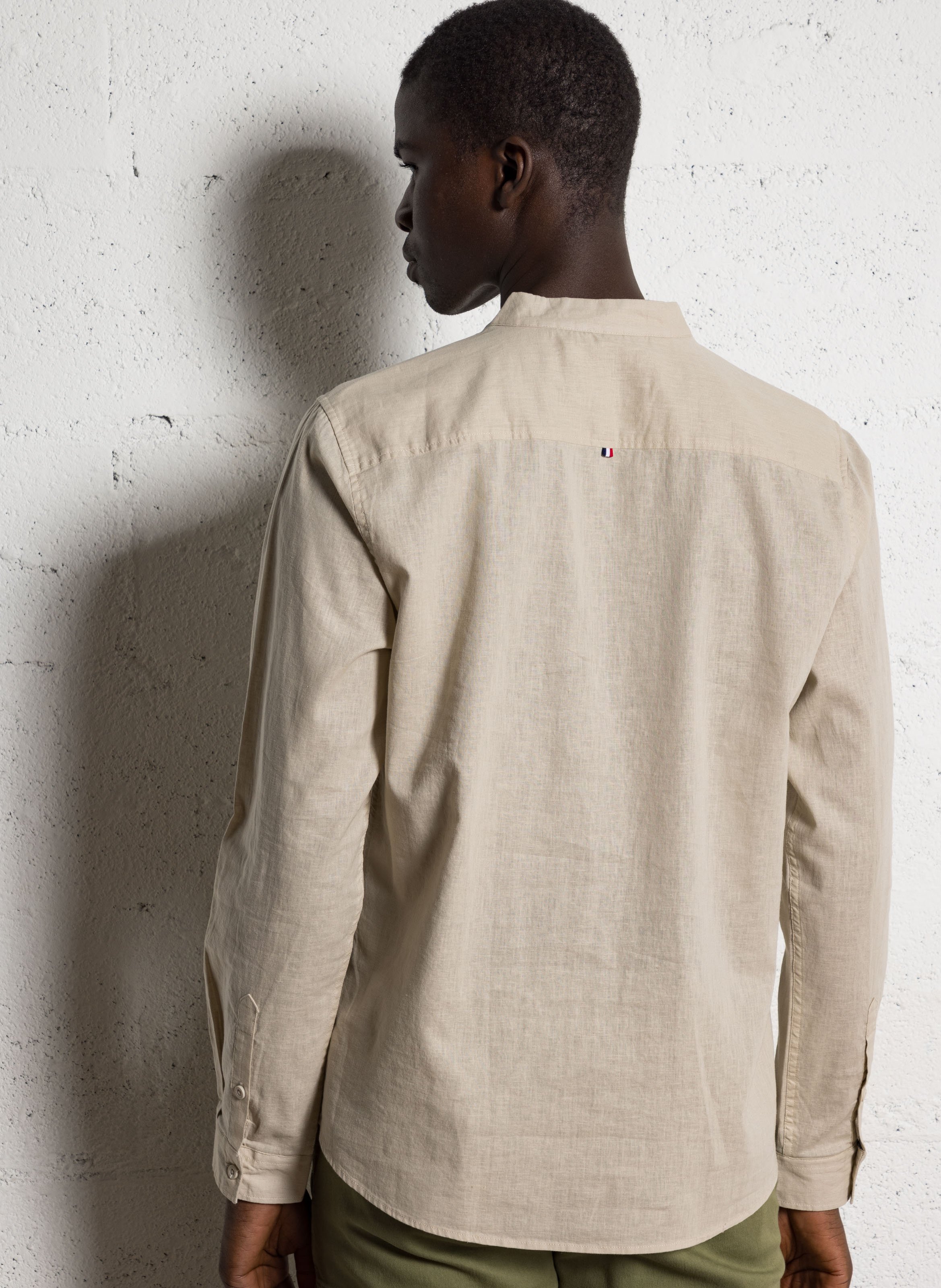 Chemise col mao en lin mélangé LE TEMPS DES CERISES Gris