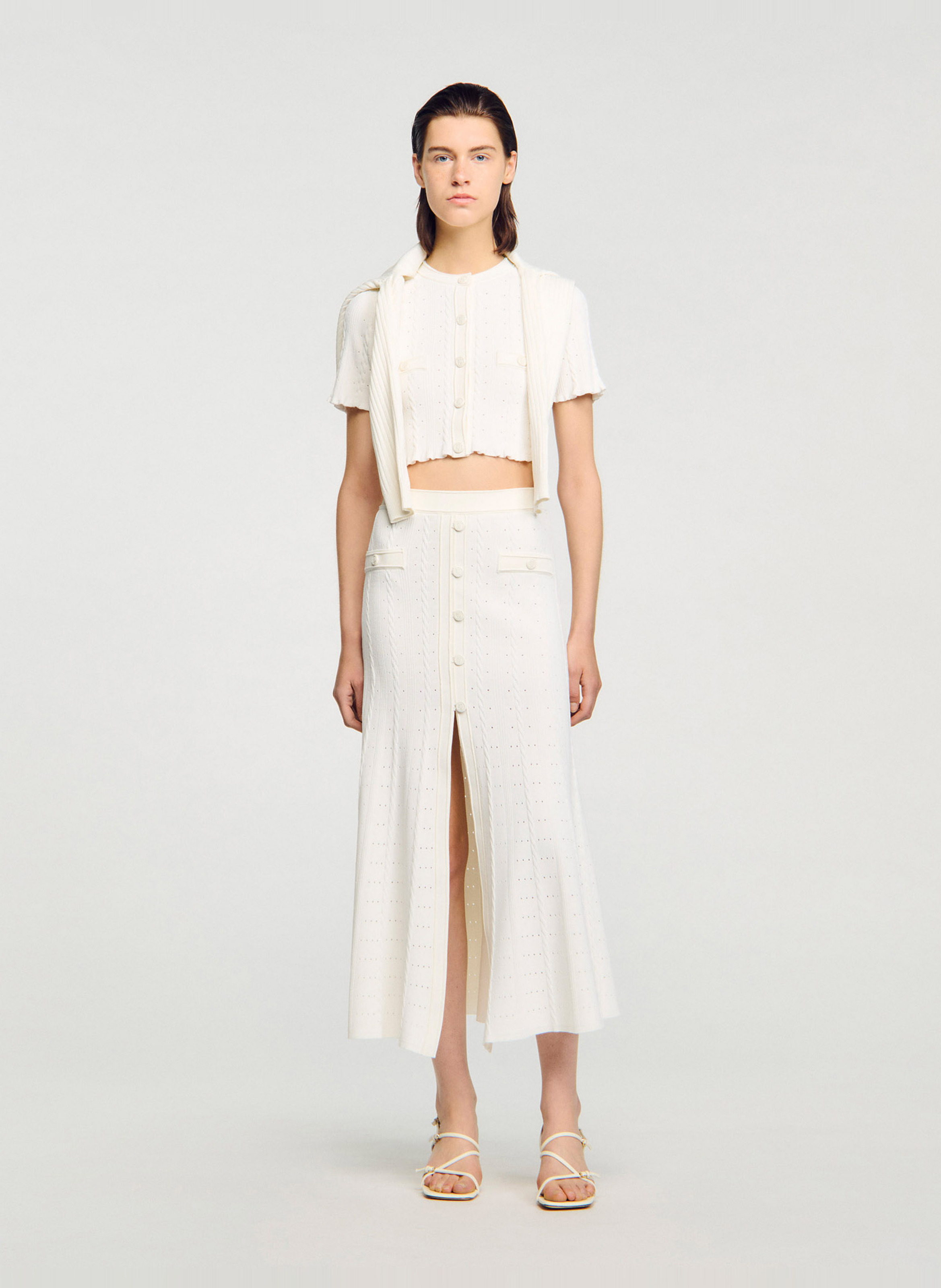 Jupe midi  SANDRO Blanc