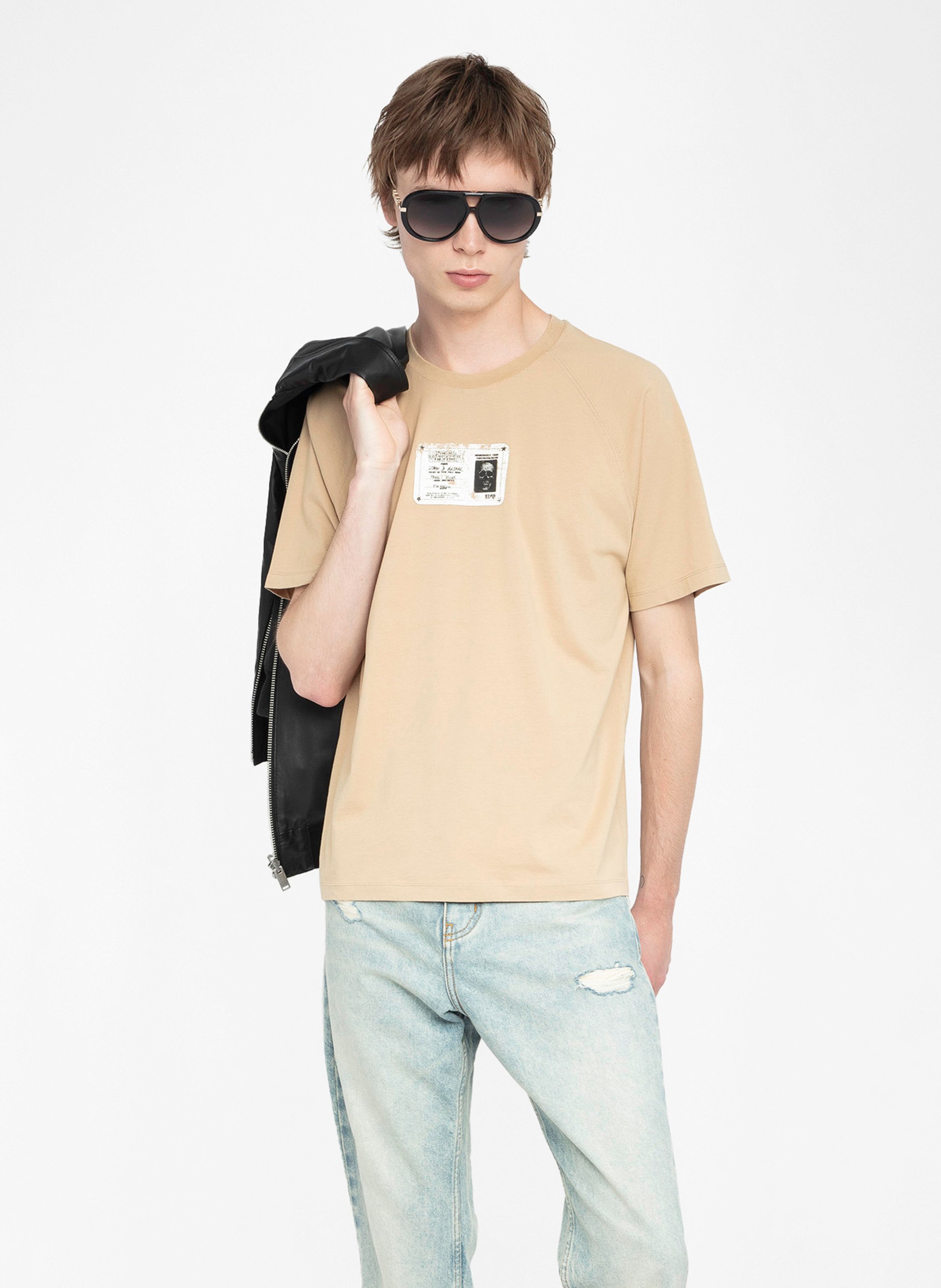 Tee-shirt col rond en coton ZADIG&amp;VOLTAIRE Beige