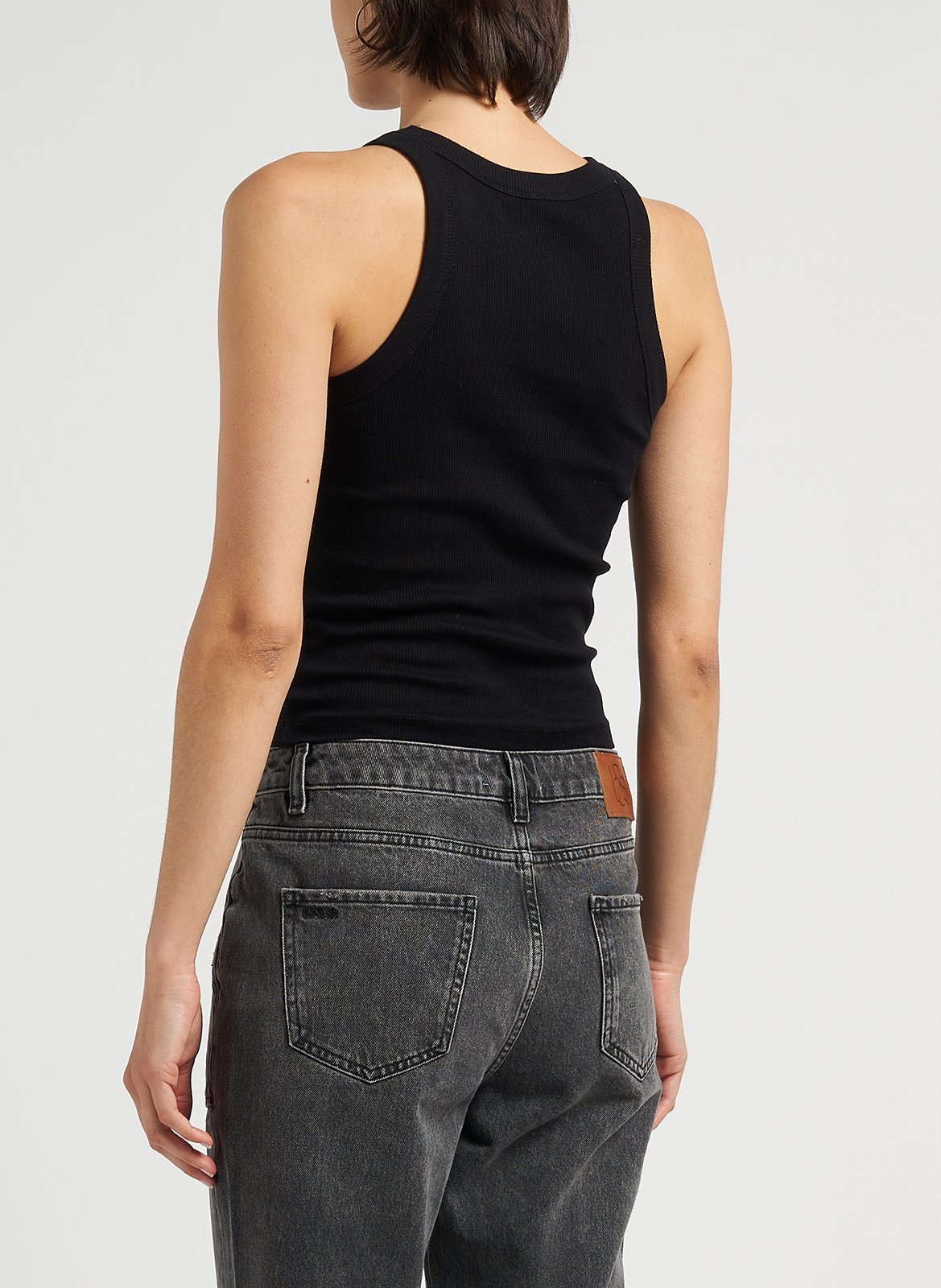 Débardeur col rond côtelé en coton BA&SH Noir