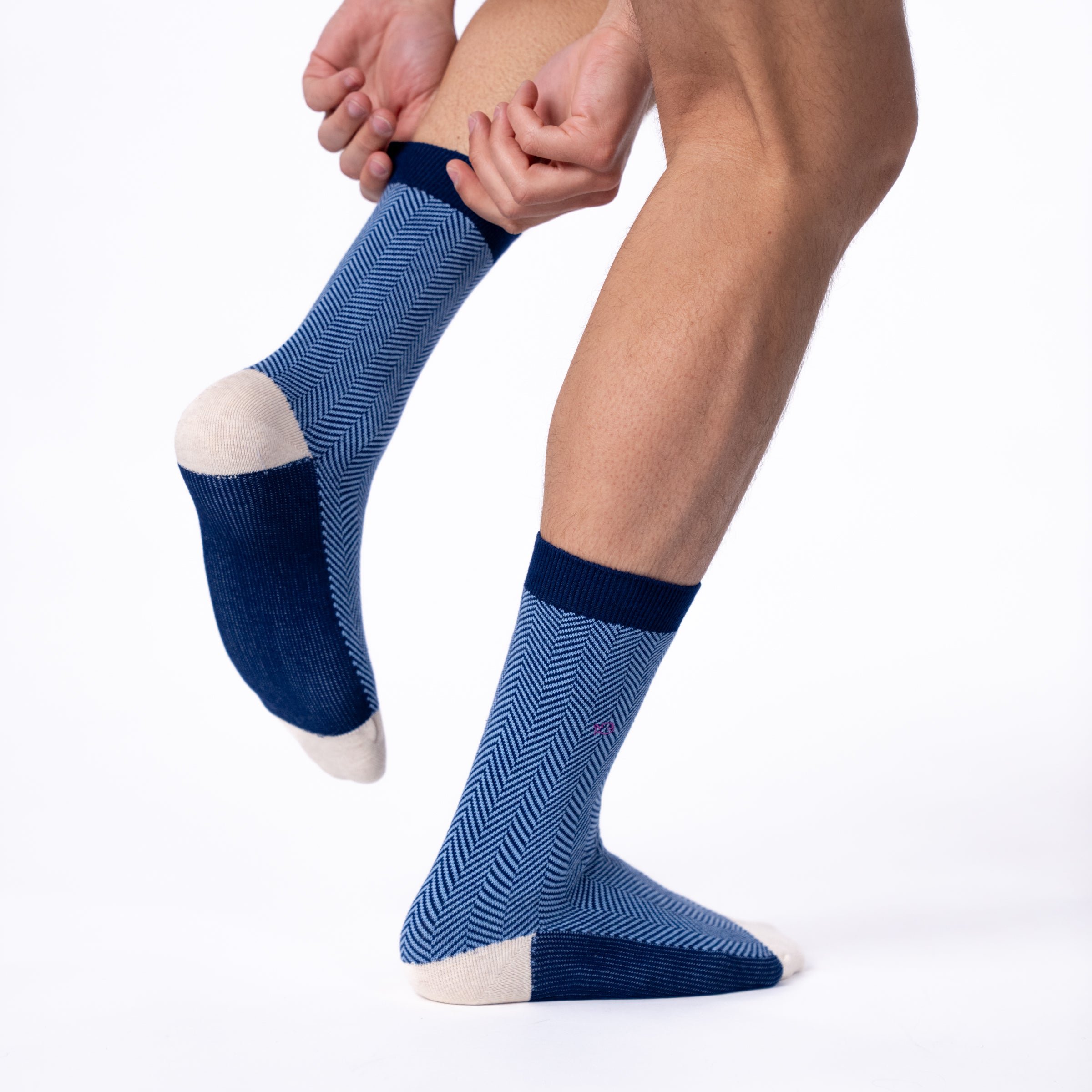 Combed cotton herringbone socks BILLYBELT Blue