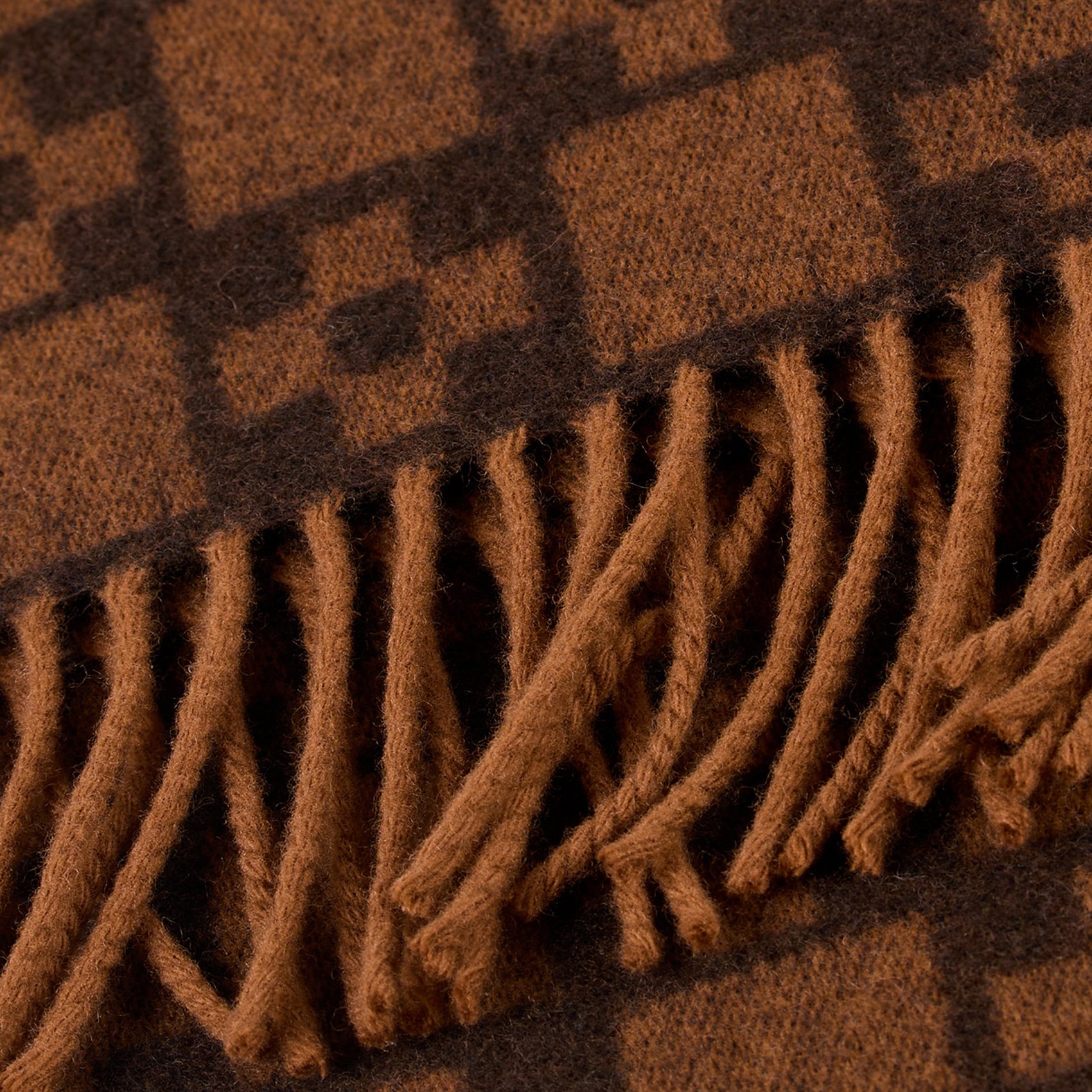 Echarpe à franges imprimée en laine SANDRO Marron