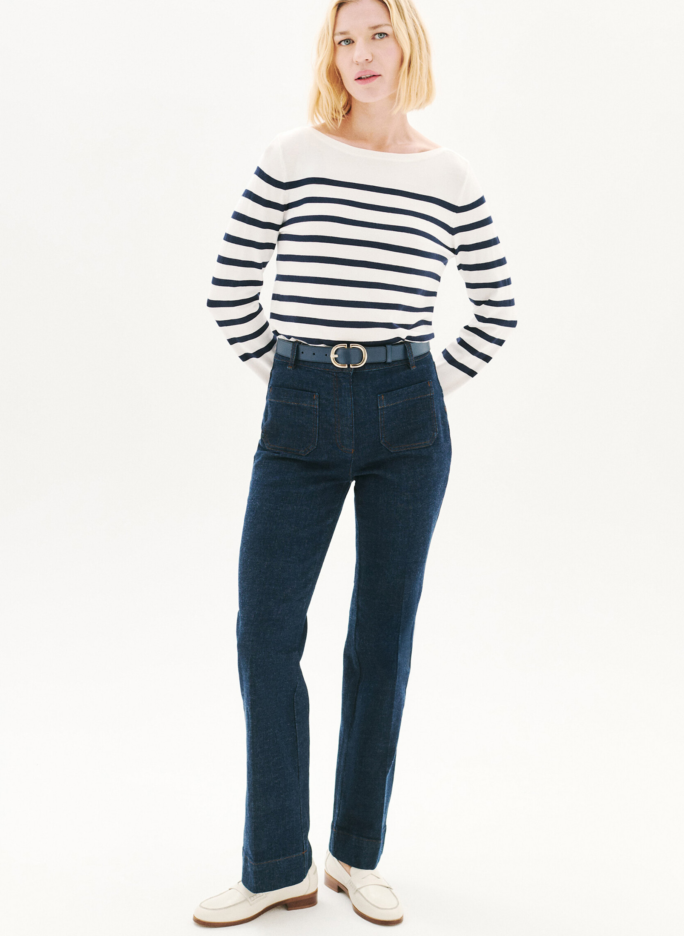 Jean droit en coton mélangé CAROLL Bleu