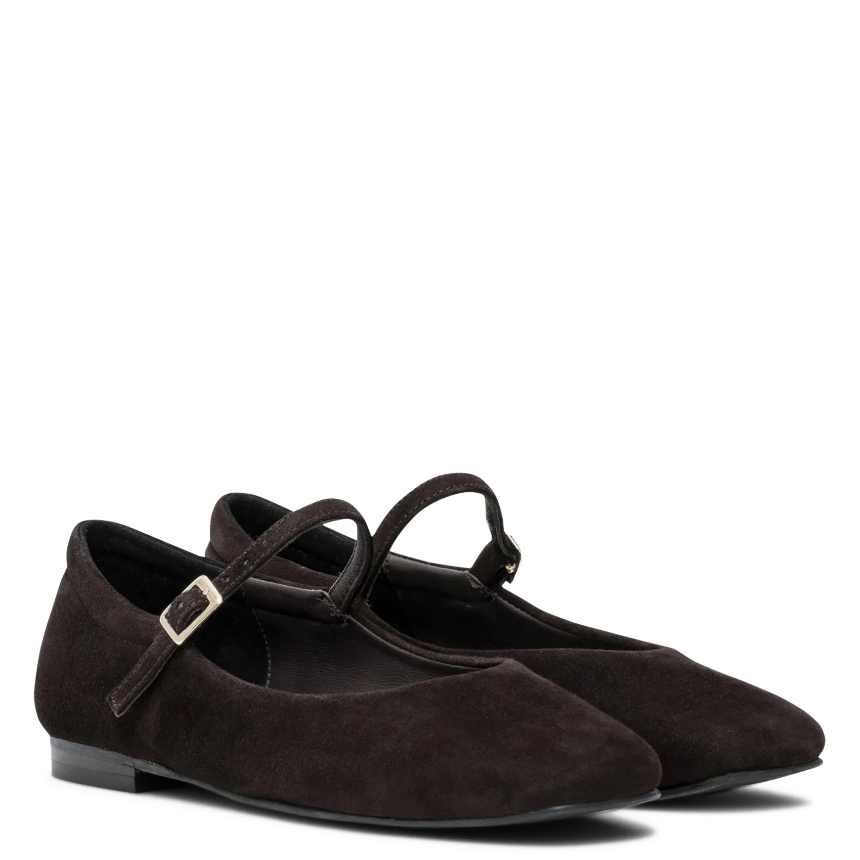 Suede ballet flats with leather strap BOCAGE Brown