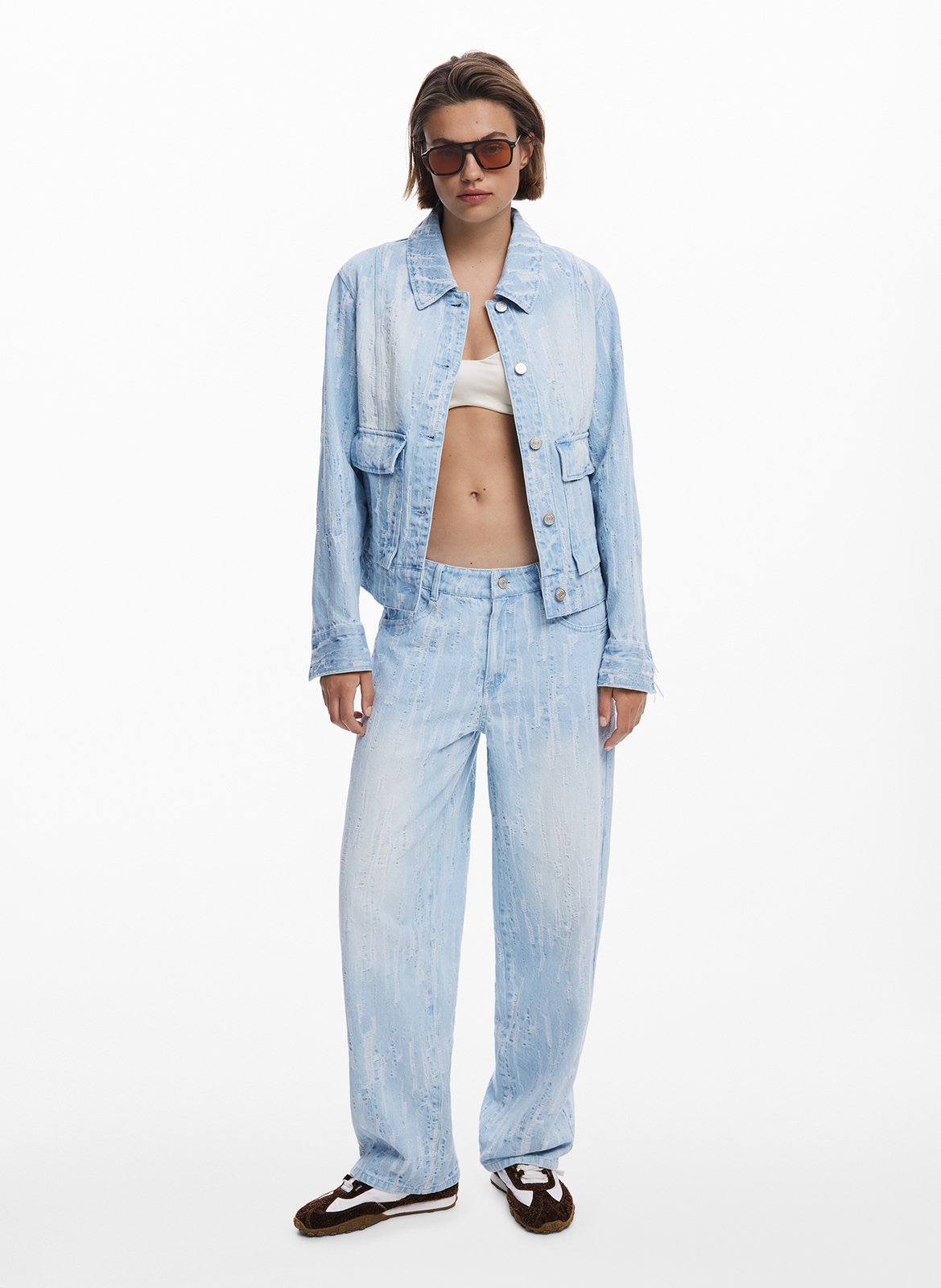 Jeansjacke mit verwaschenem Effekt und Taschen DESIGUAL Blau