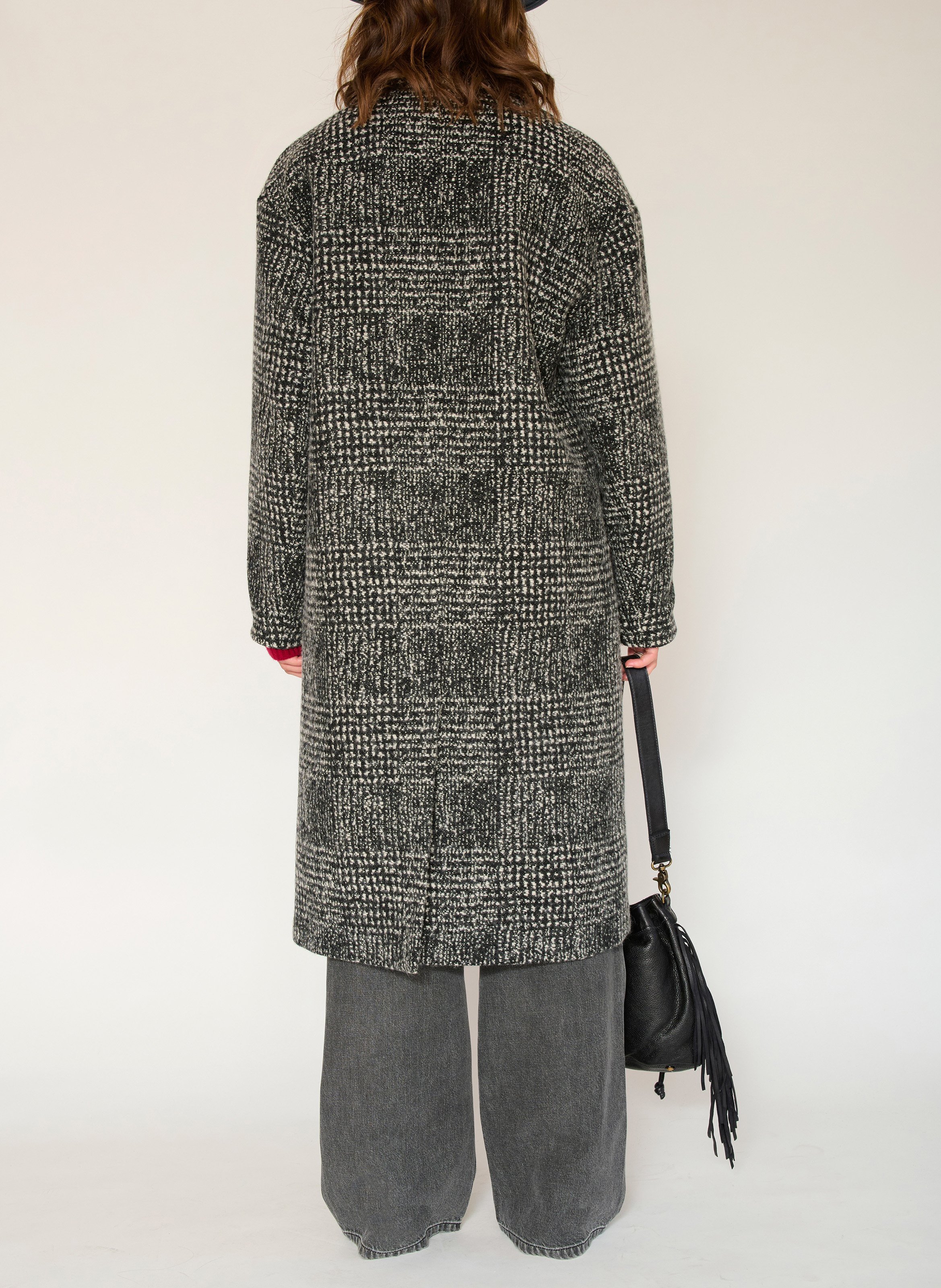 Manteau col tailleur en laine mélangée MKT Noir