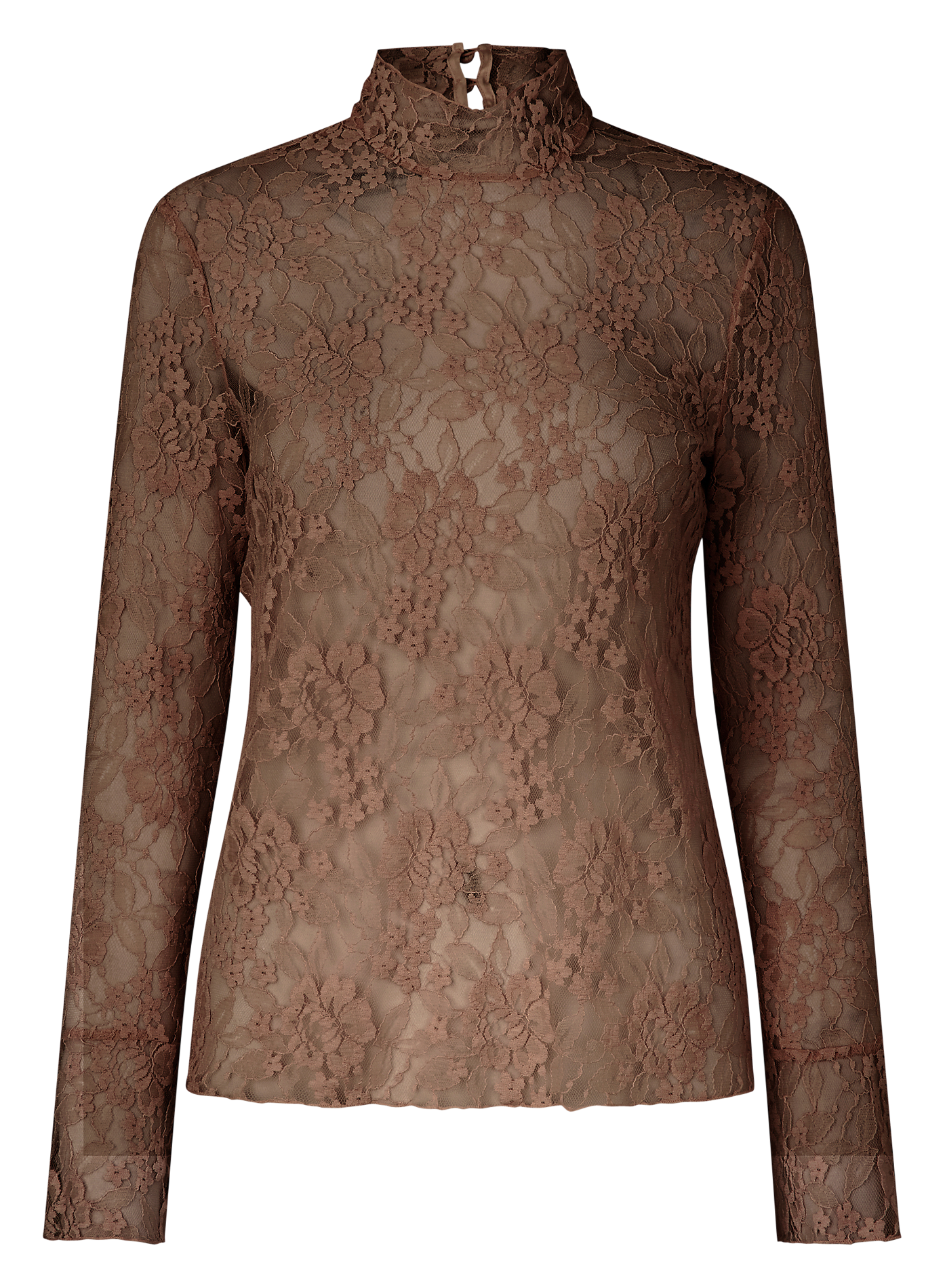 Straight lace top with high neck BAUM UND PFERDGARTEN Brown