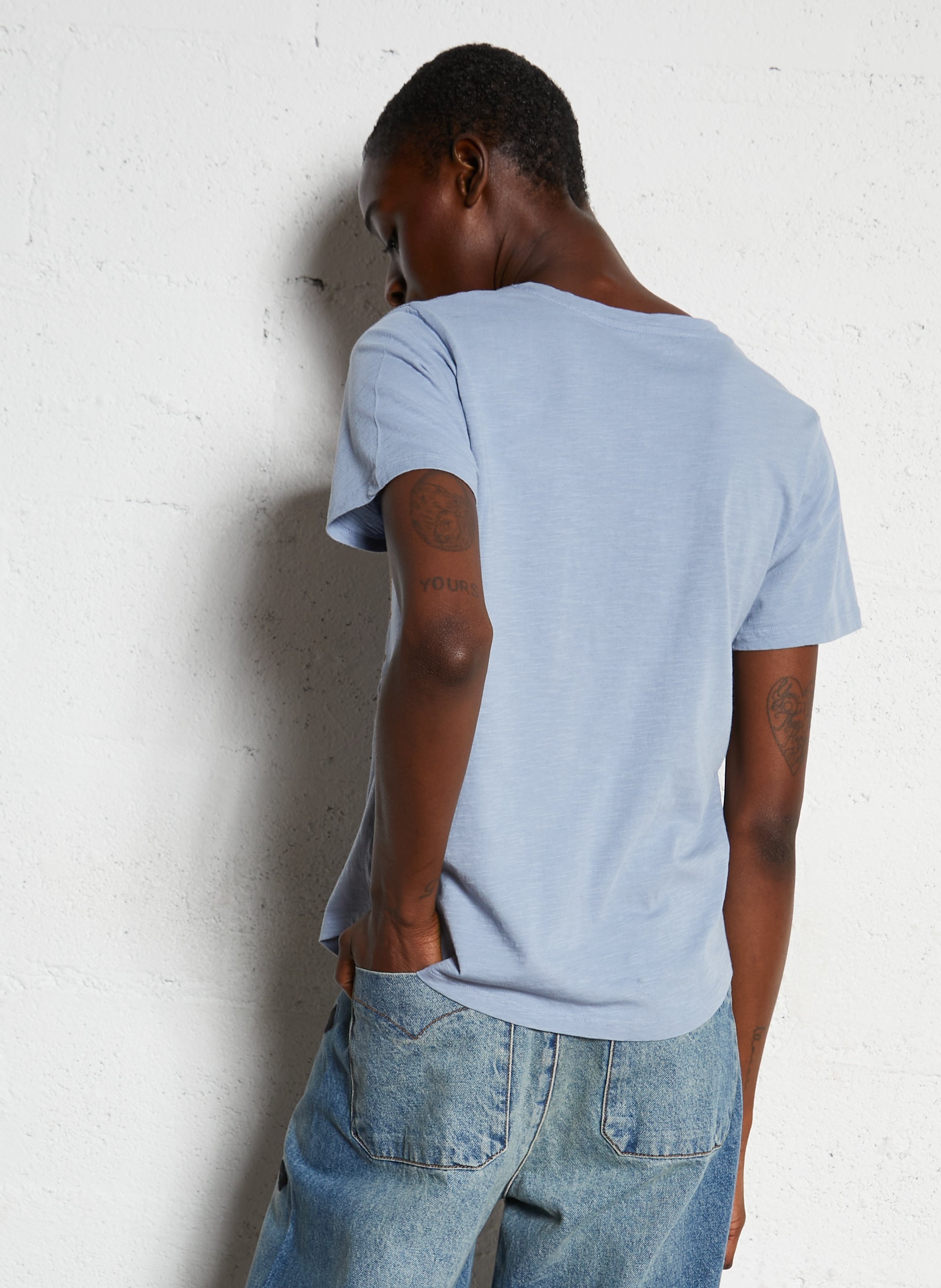 T-shirt van biokatoen met ronde hals LEON & HARPER Blauw