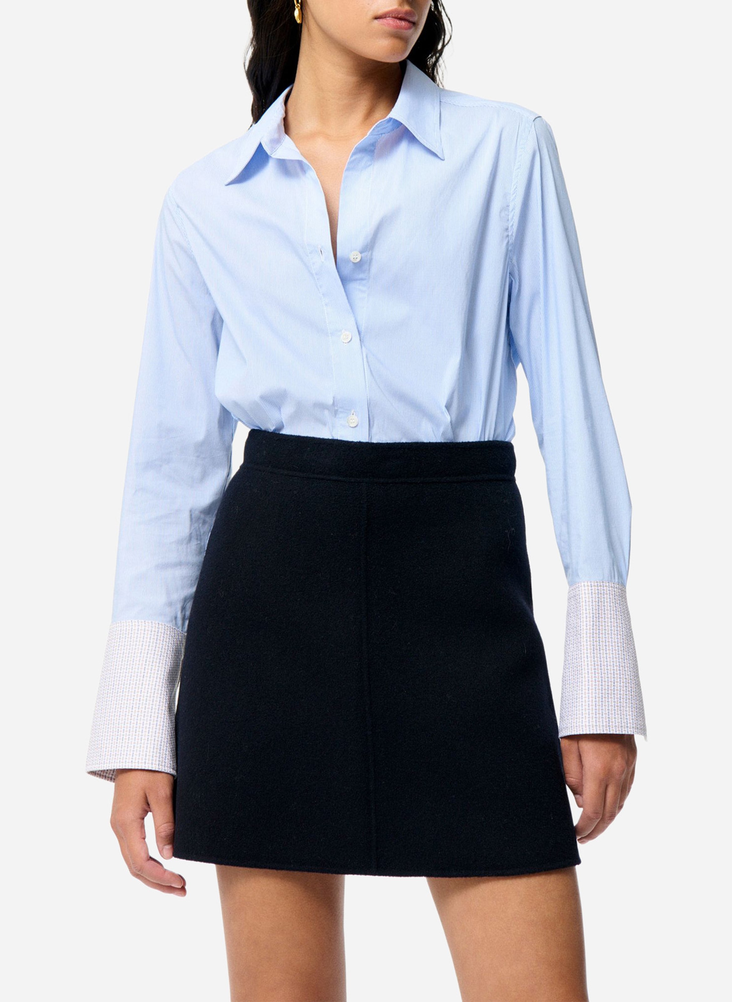 Jupe courte en laine mélangée VANESSA BRUNO Bleu