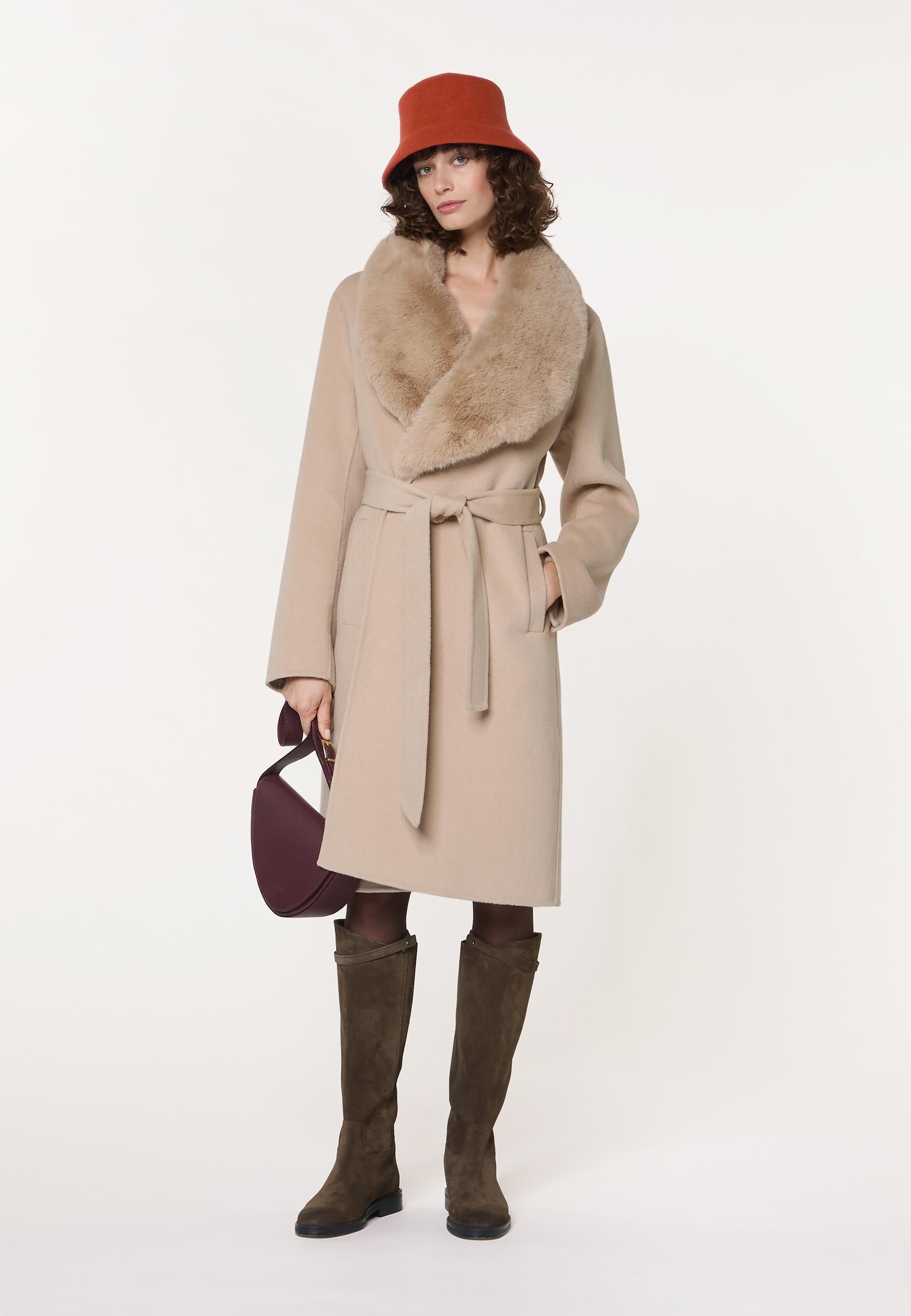 Wool coat with faux fur collar RODIER Beige